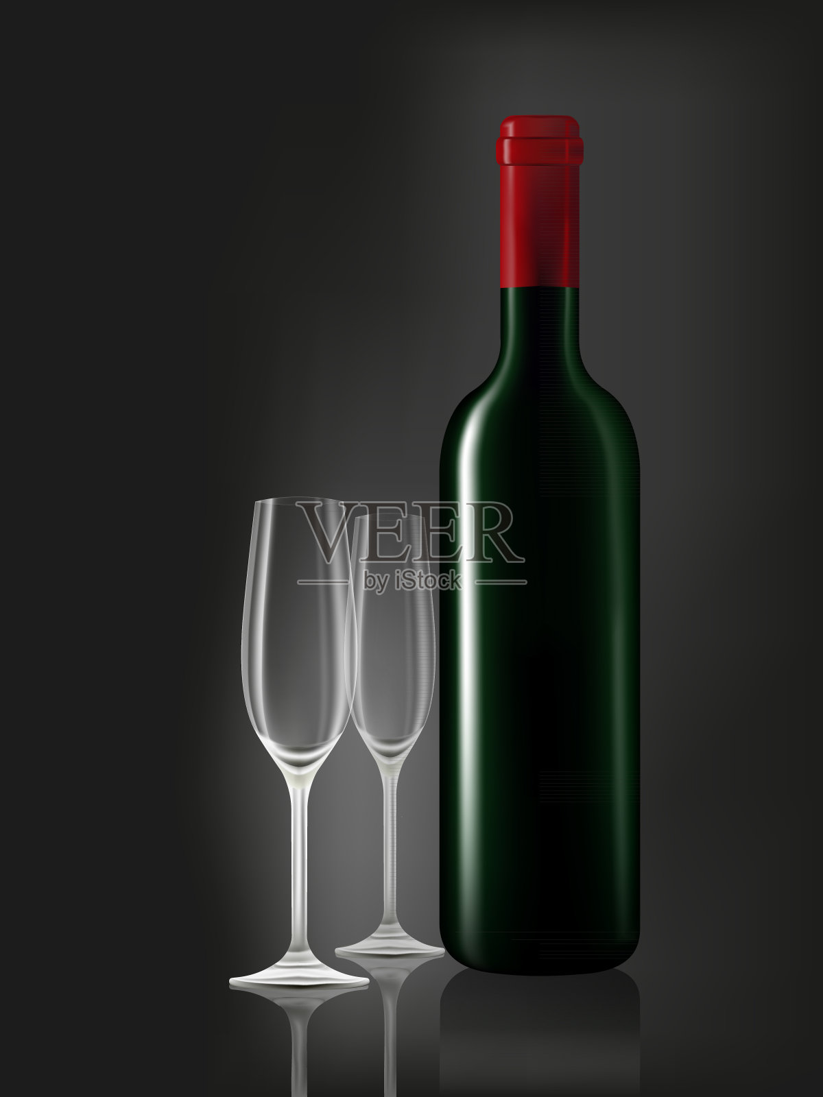 酒瓶和两个黑杯设计元素图片