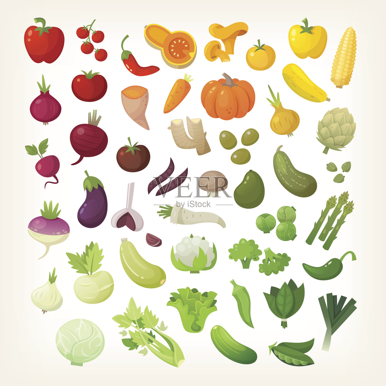 彩虹布局的蔬菜插画图片素材