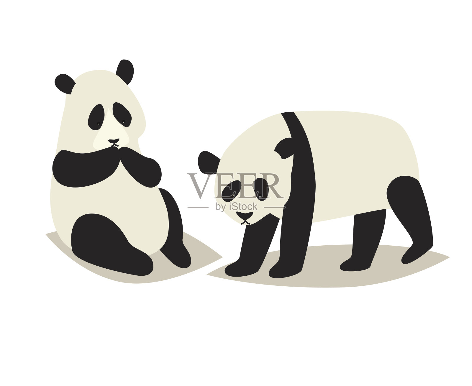 中国大熊猫图标。可爱的动物，扁平的卡通资本。矢量插图，孤立在白色背景上插画图片素材