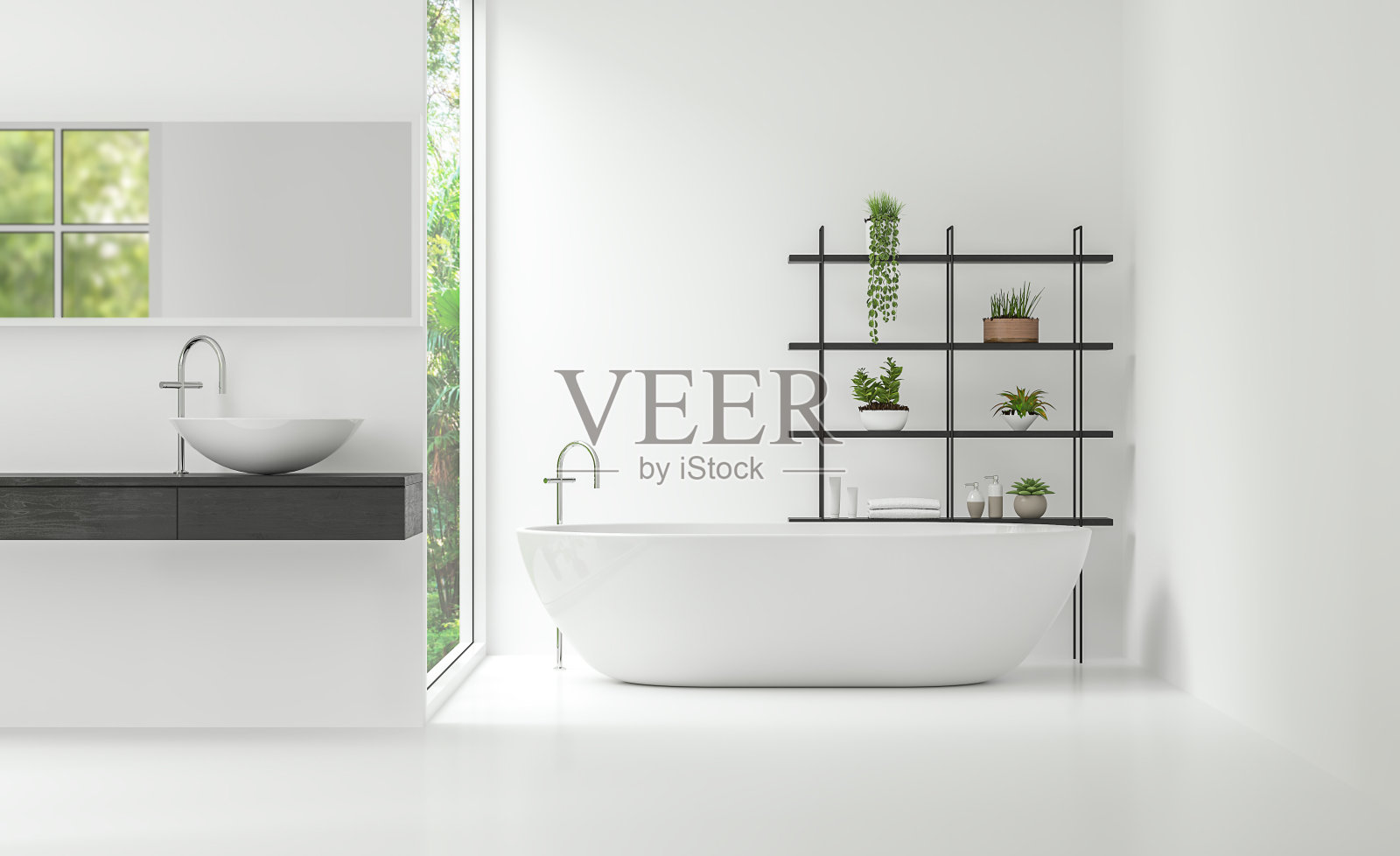现代白色浴室室内最小风格3d渲染图像照片摄影图片