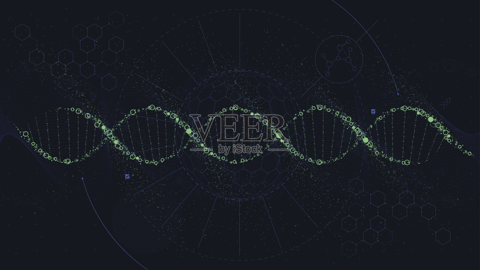 DNA结构的未来主义插图，科幻界面，矢量背景插画图片素材