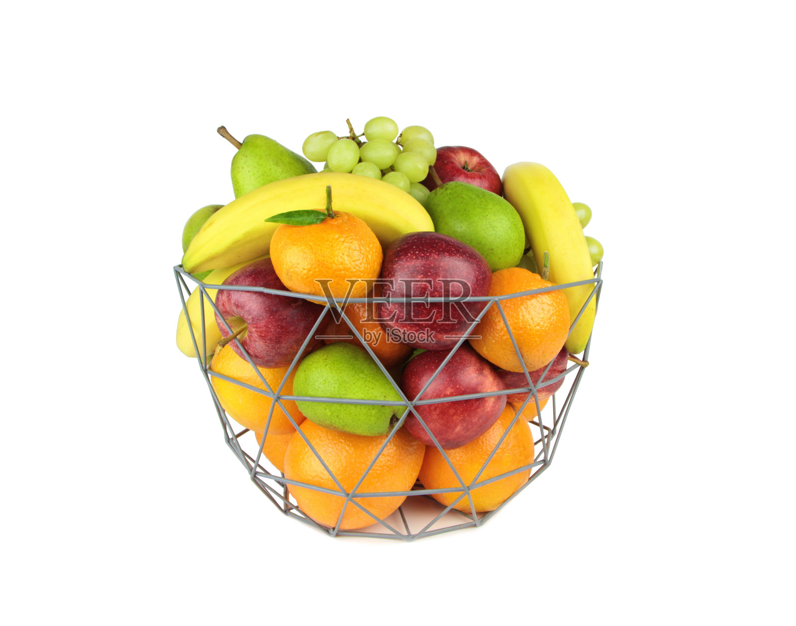 金属篮子里五颜六色的水果照片摄影图片