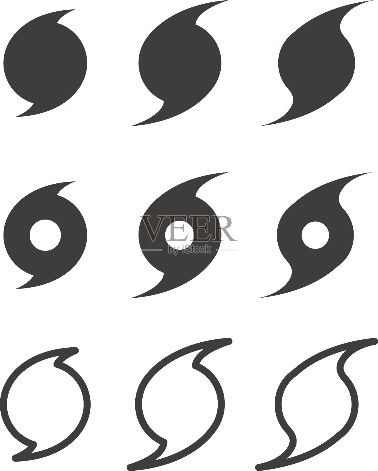 飓风平面符号，矢量设计元素图片
