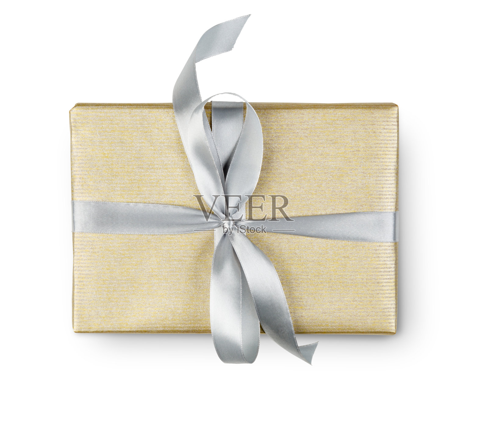 生日节日礼盒在金色的纸孤立的白色照片摄影图片