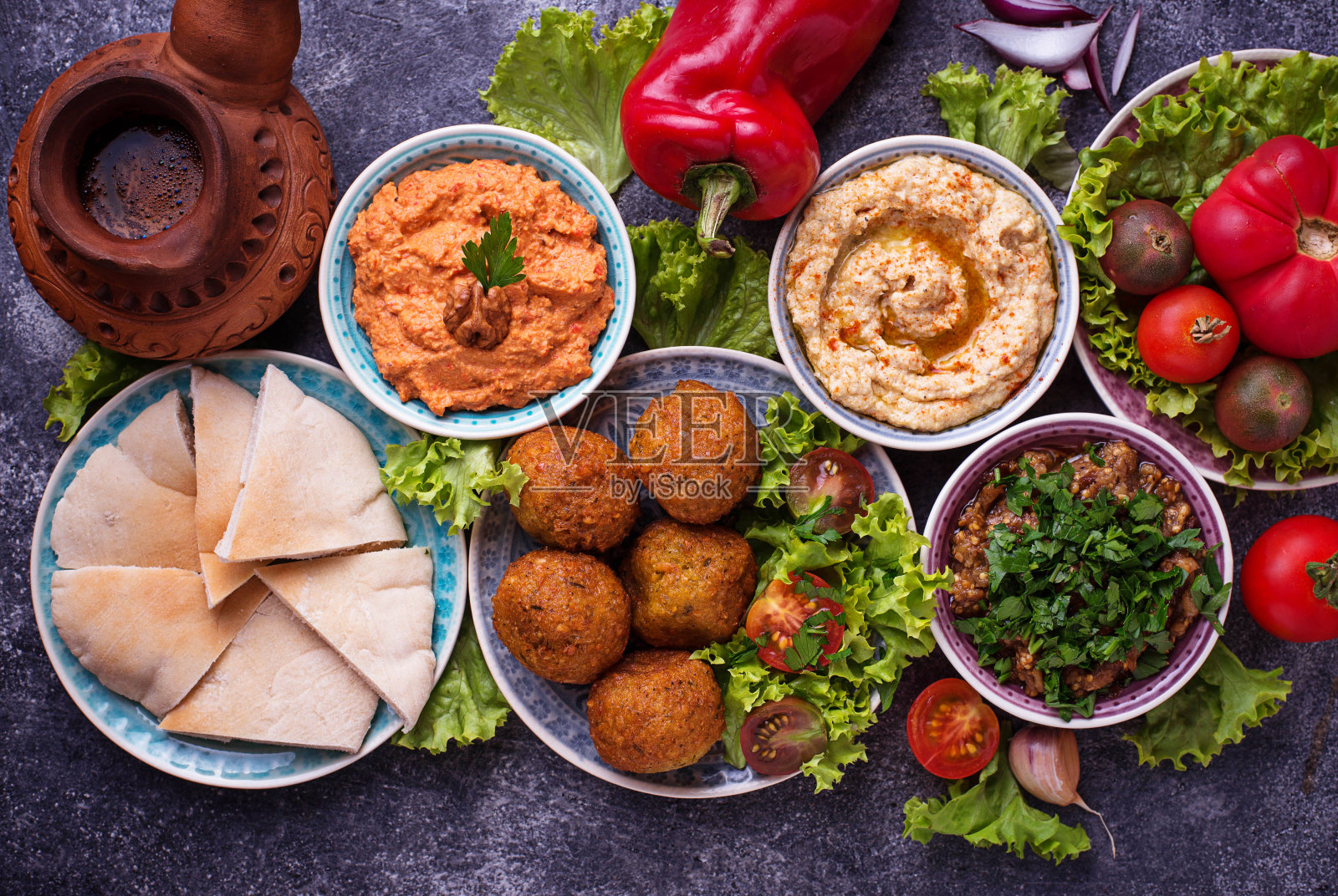 选择中东或阿拉伯菜。照片摄影图片