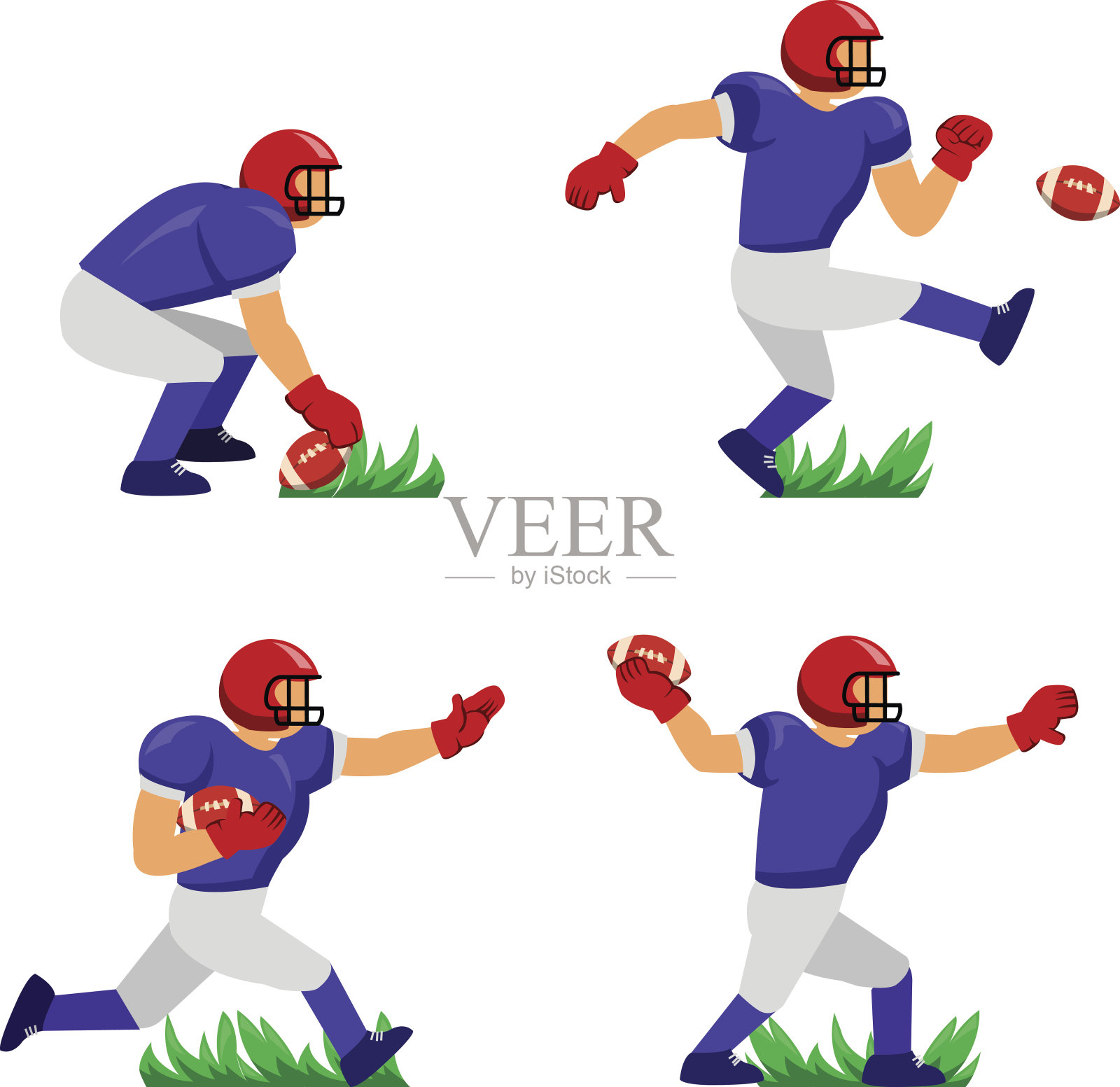 美式足球运动员性格插画图片素材