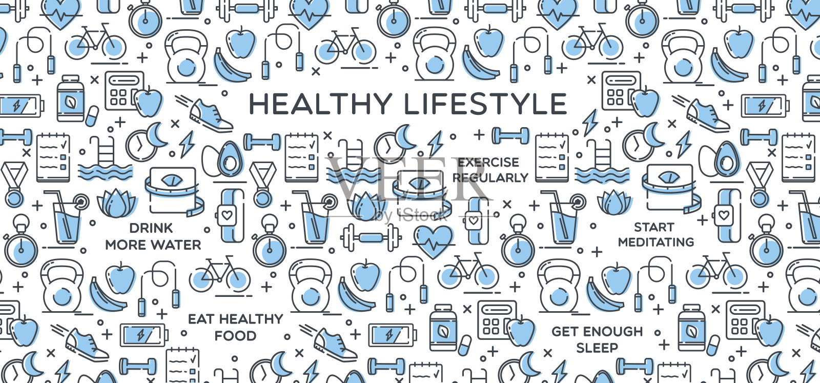 健康生活方式矢量插图，节食，健身和营养插画图片素材