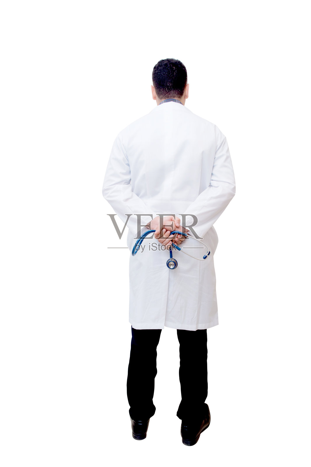 医生在白色背景上孤立听诊器照片摄影图片