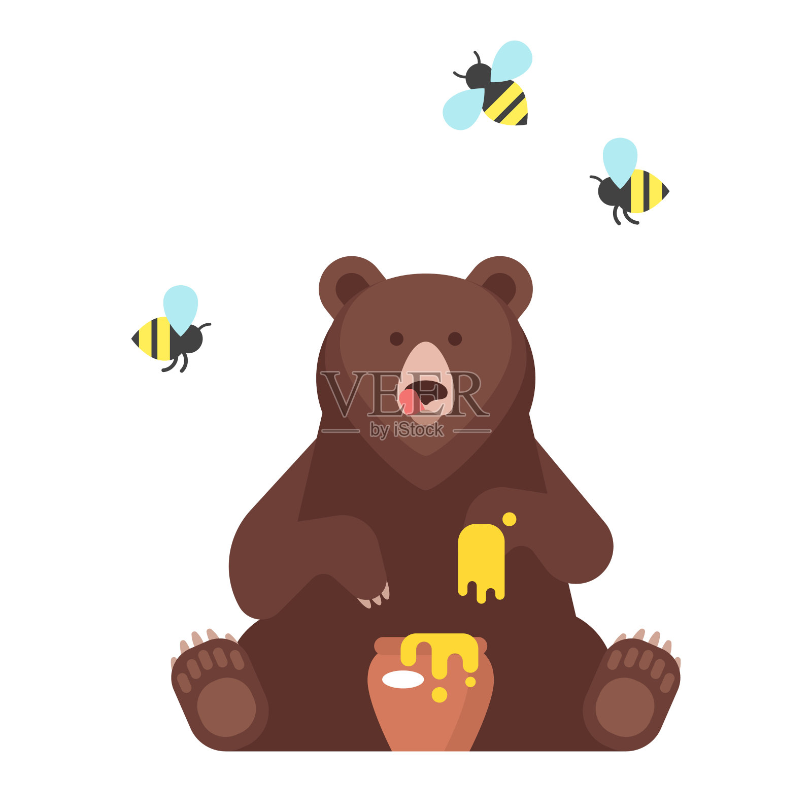 熊性格吃甜的蜂蜜。设计元素图片