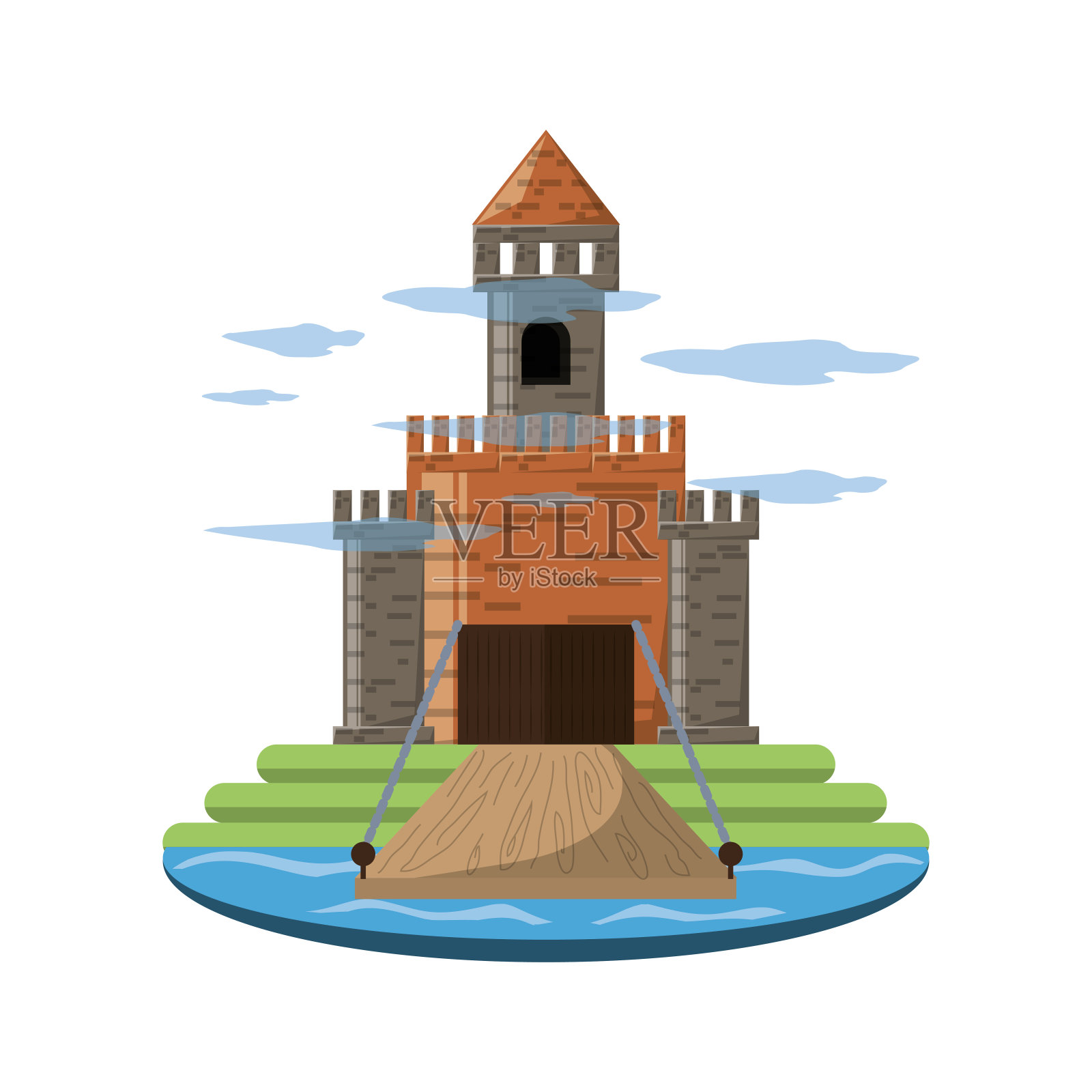 城堡配塔设计插画图片素材