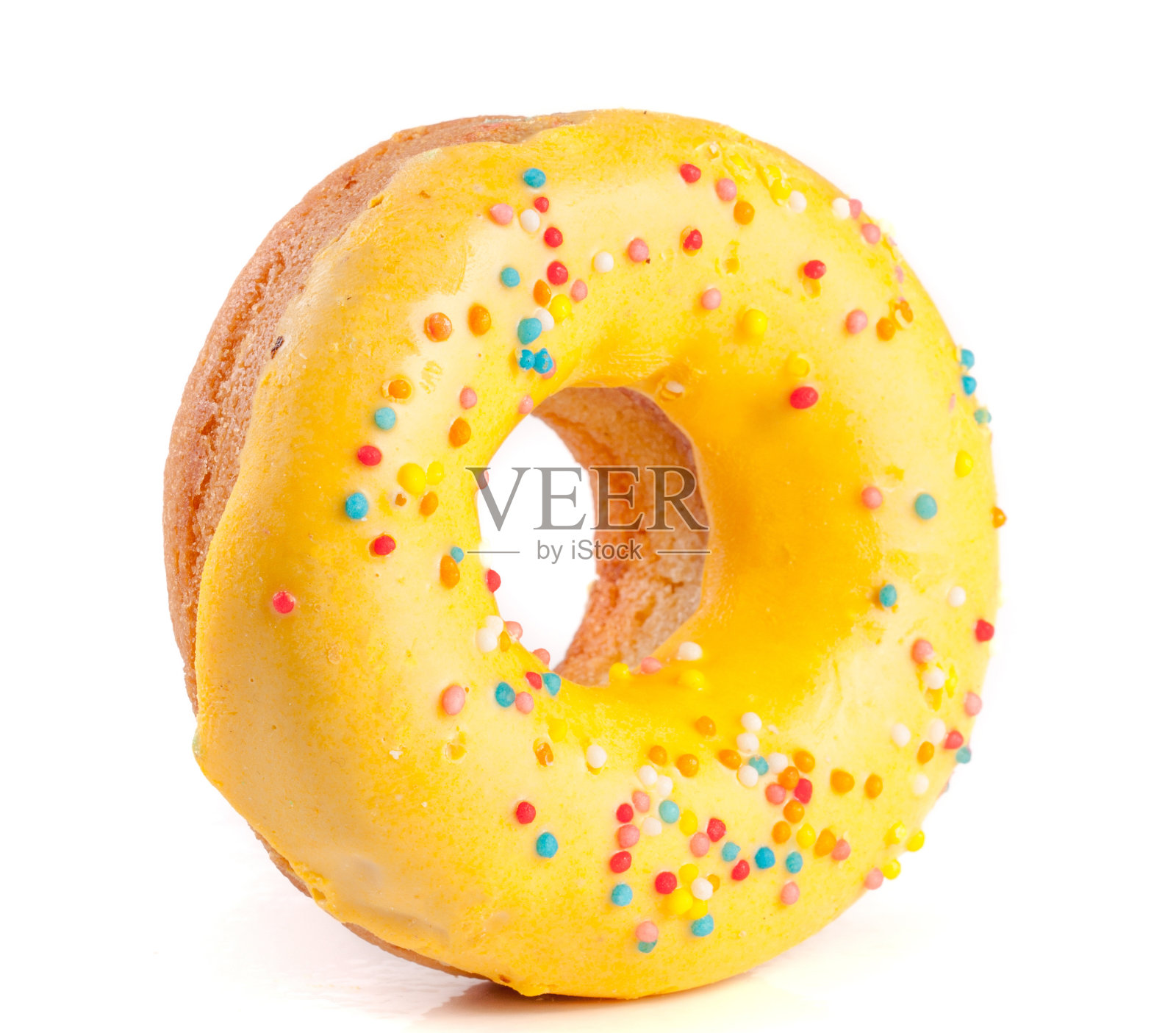一个上釉的甜甜圈孤立在白色背景上照片摄影图片