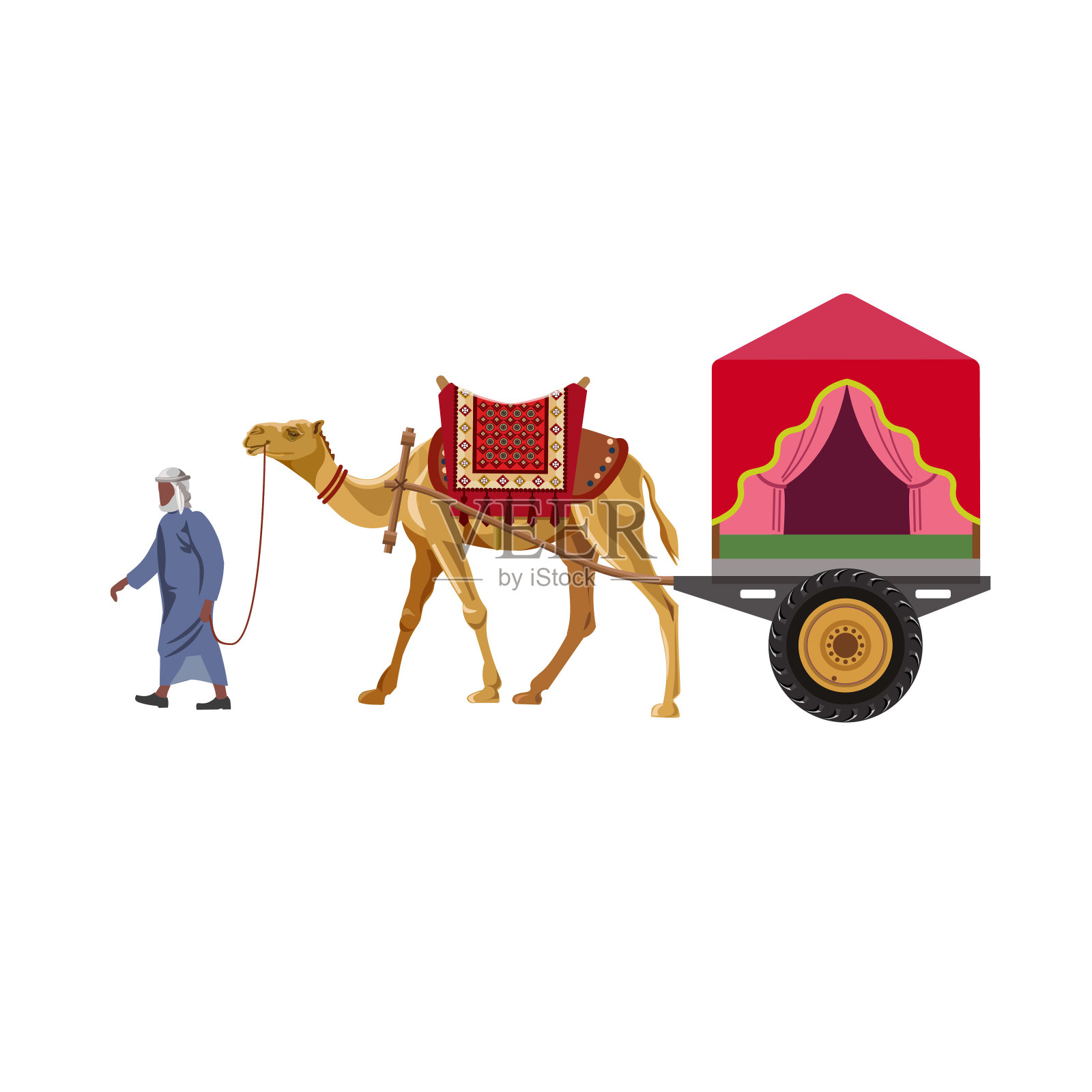 装饰骆驼运输插画图片素材