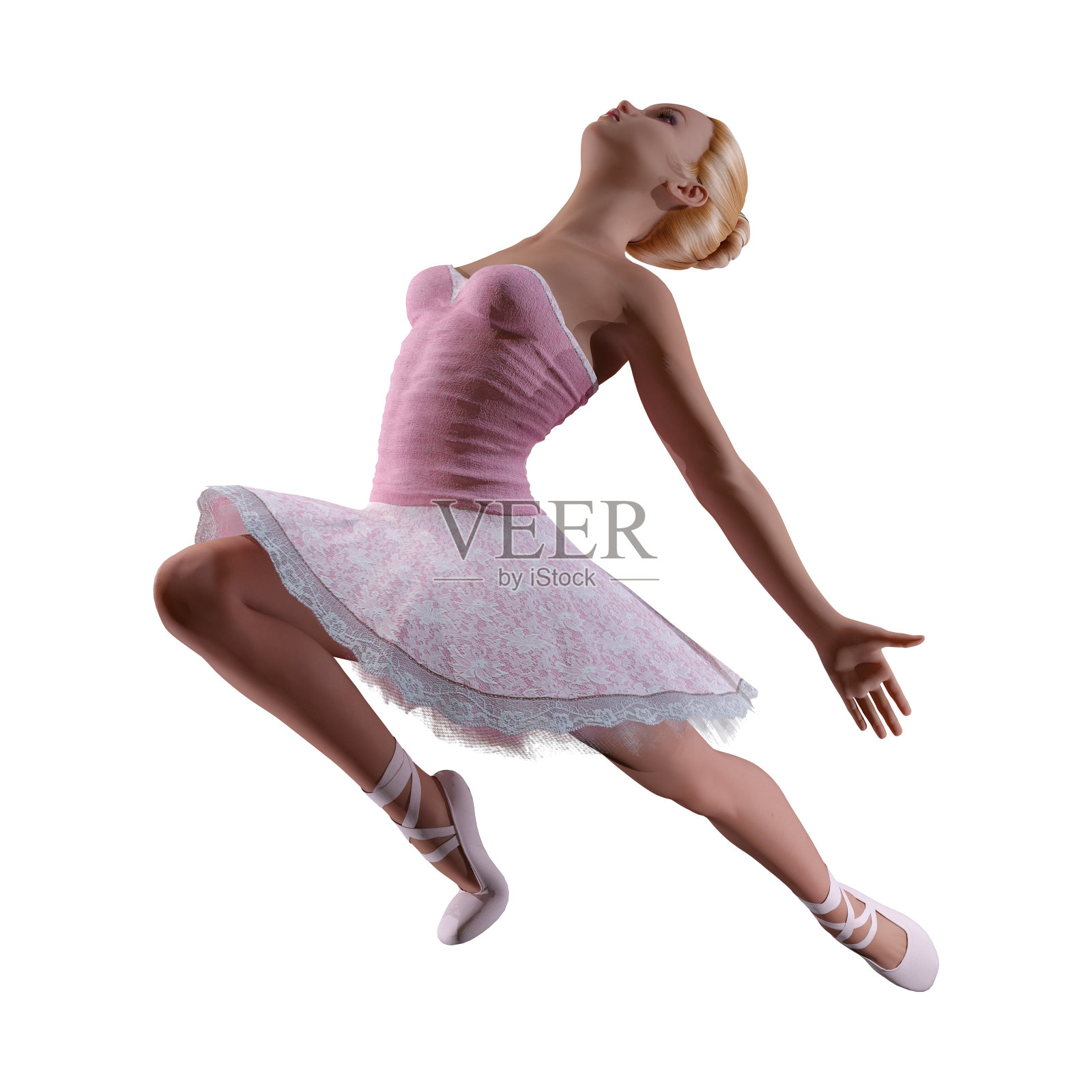 3D渲染芭蕾舞女演员在白色照片摄影图片