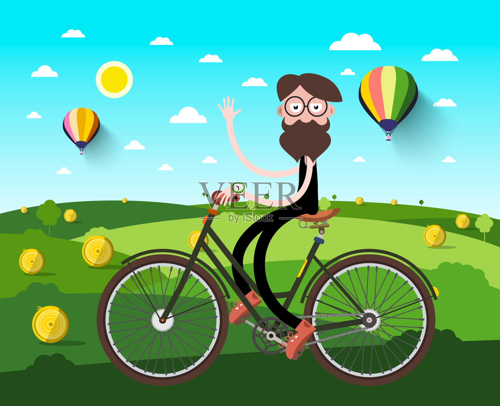 在赛场上骑自行车的男人插画图片素材