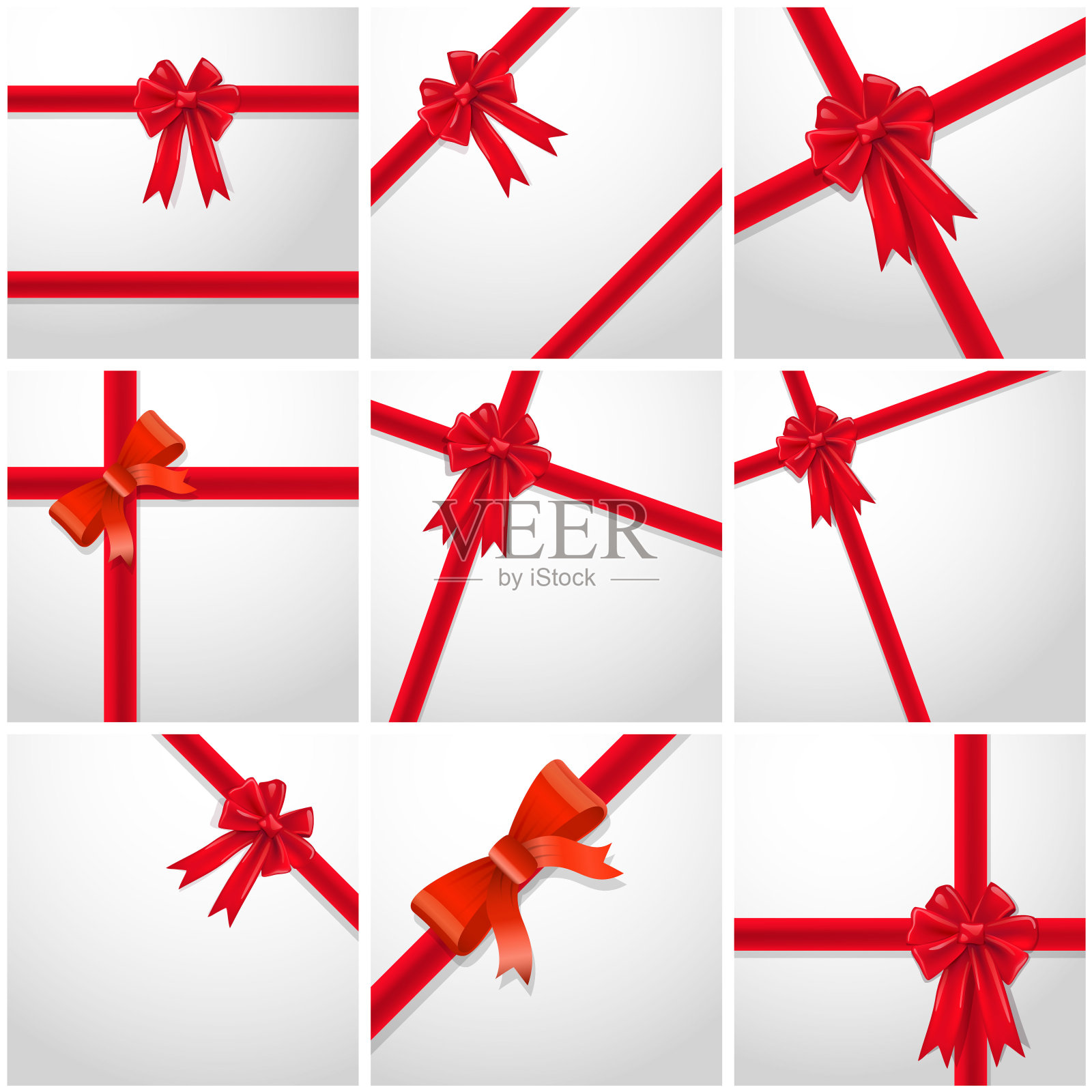 礼品丝带红蝴蝶结系列。设计元素图片