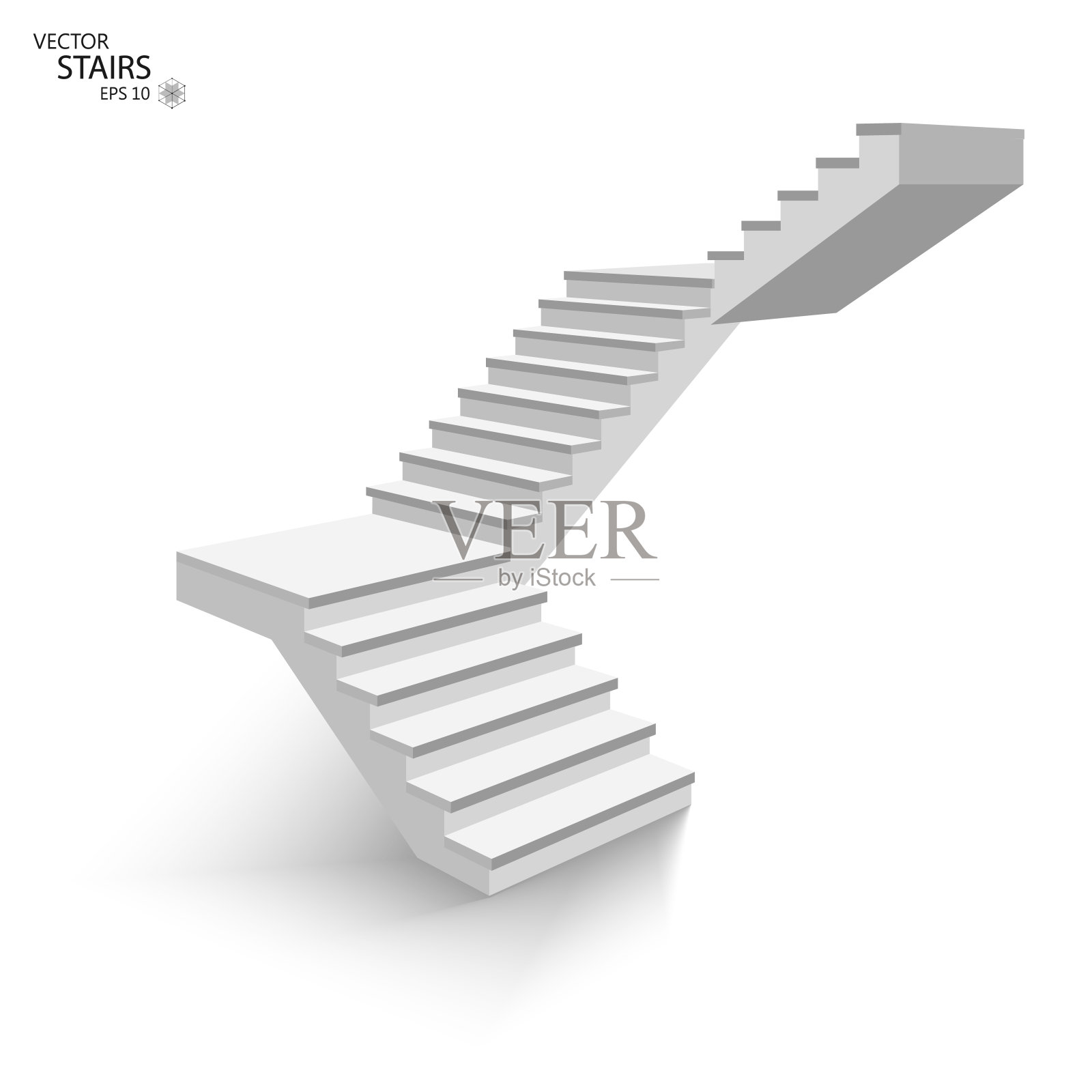 白色楼梯，3d楼梯。孤立在白色背景上。EPS10插画图片素材
