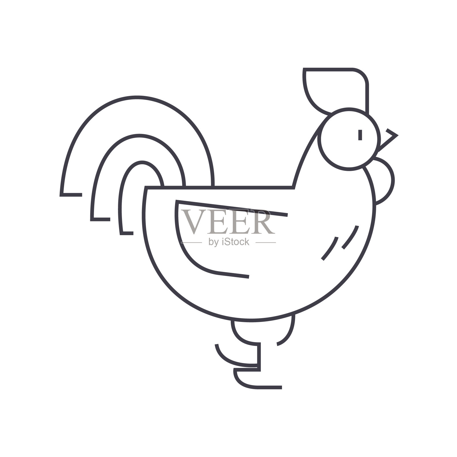 公鸡向量线图标，标志，插图的背景，可编辑的笔画设计元素图片