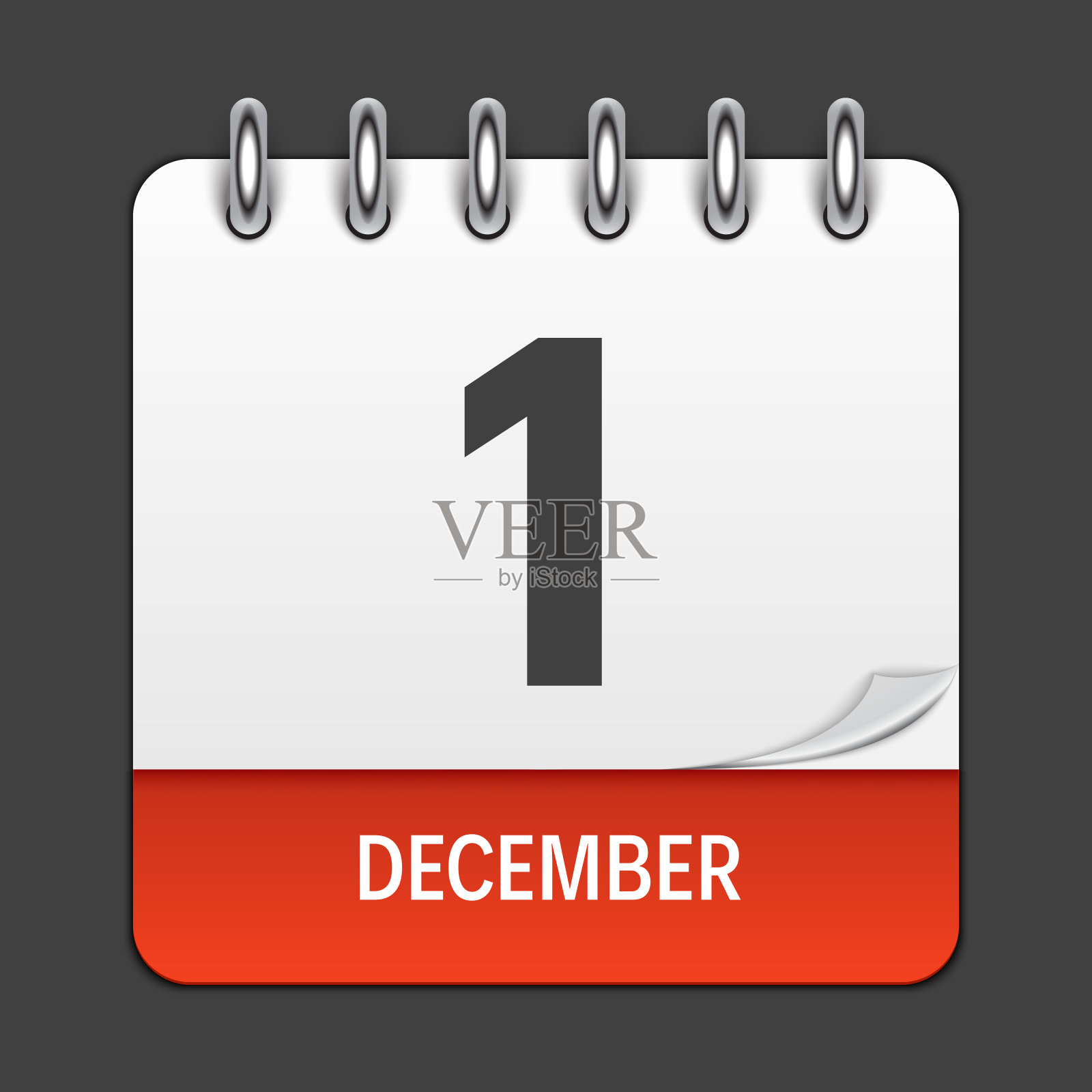 12月1日日历每日图标。矢量插图会徽。设计元素的装修办公室文件和应用。日，日，月和假日的标志。世界艾滋病日插画图片素材