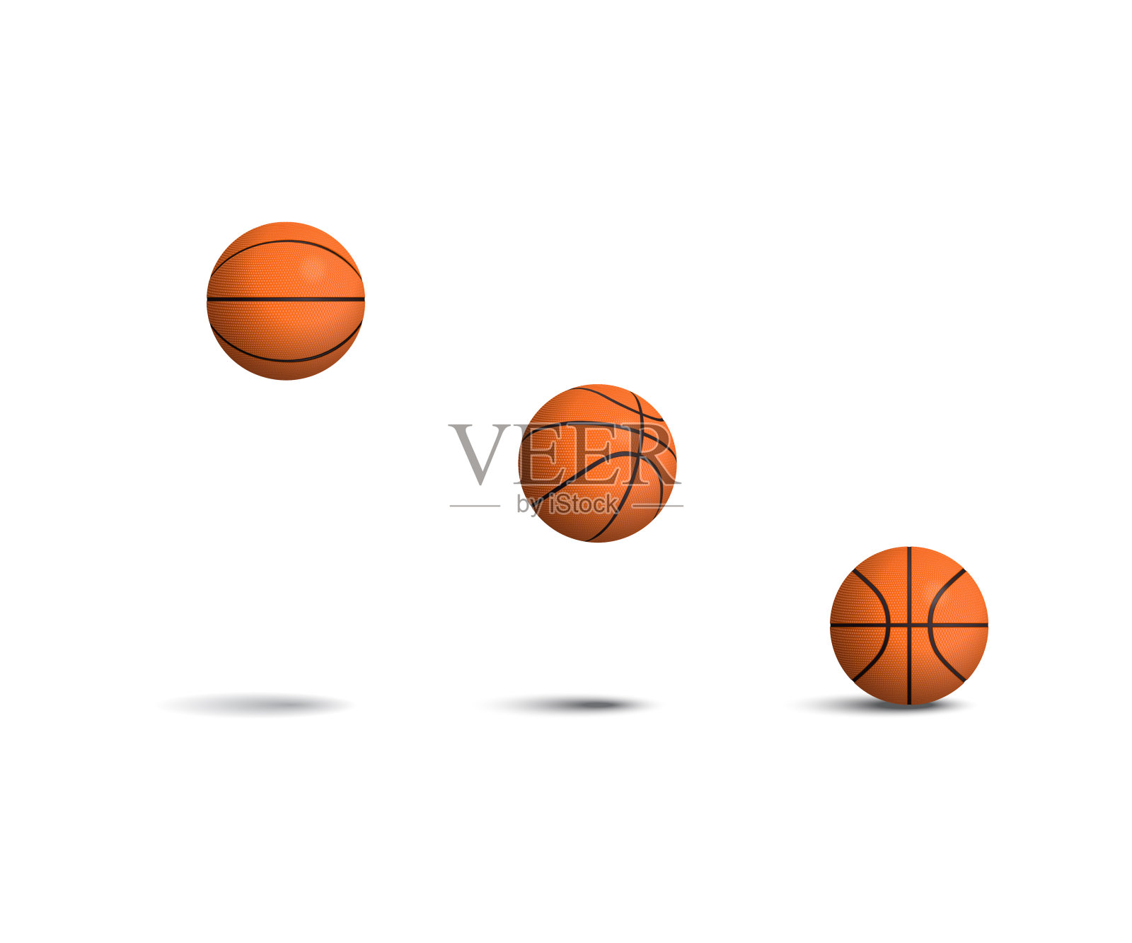 篮球球组。篮球在不同的位置下落。矢量孤立的现实插图。插画图片素材