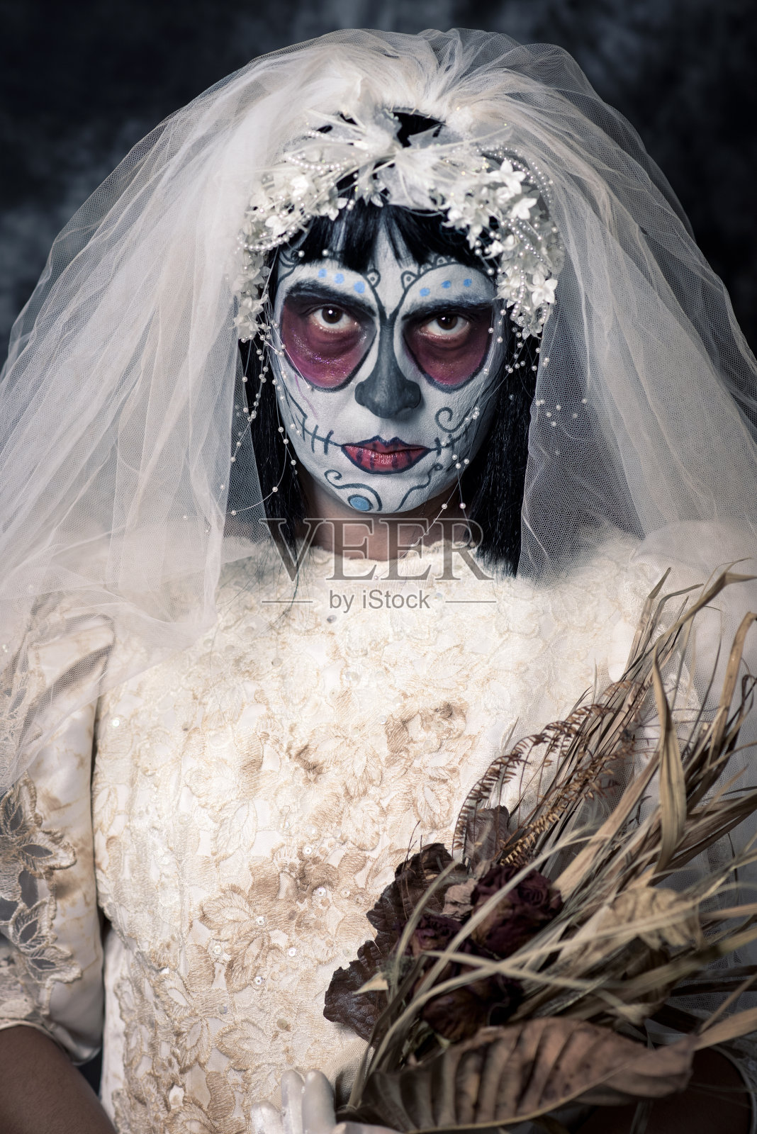 新娘的墨西哥calaveras化妆照片摄影图片