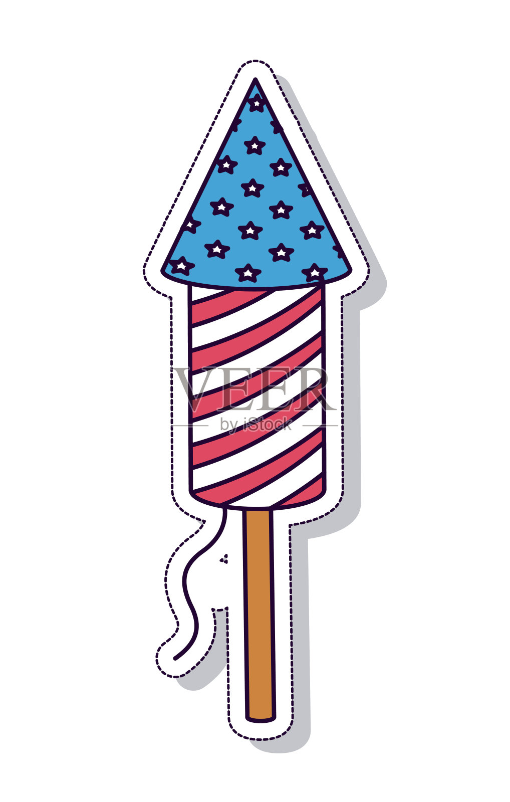 爱国烟花孤立图标设计插画图片素材