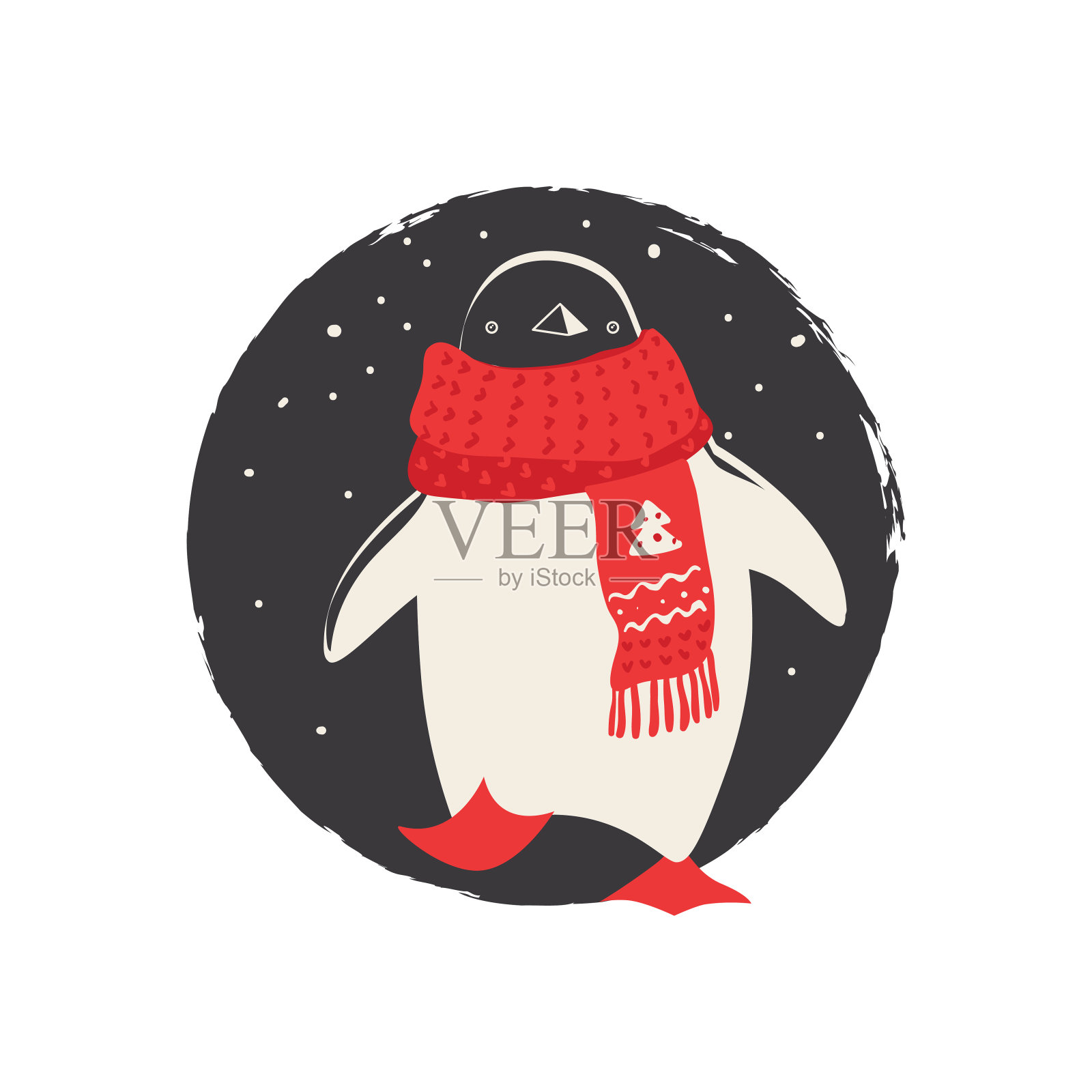 圣诞装扮企鹅插画图片素材