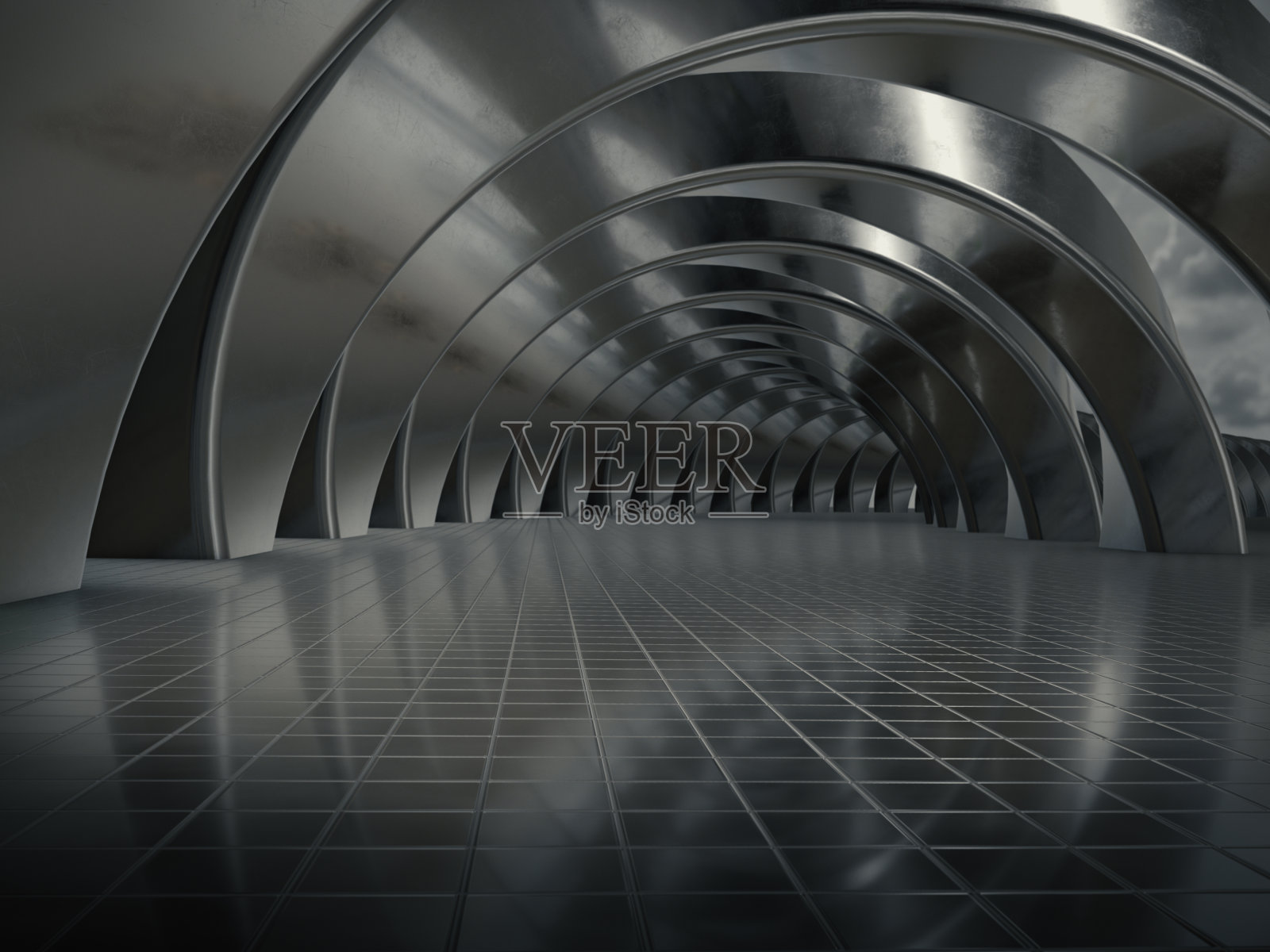 抽象结构，产品展示背景，长隧道。三维渲染照片摄影图片