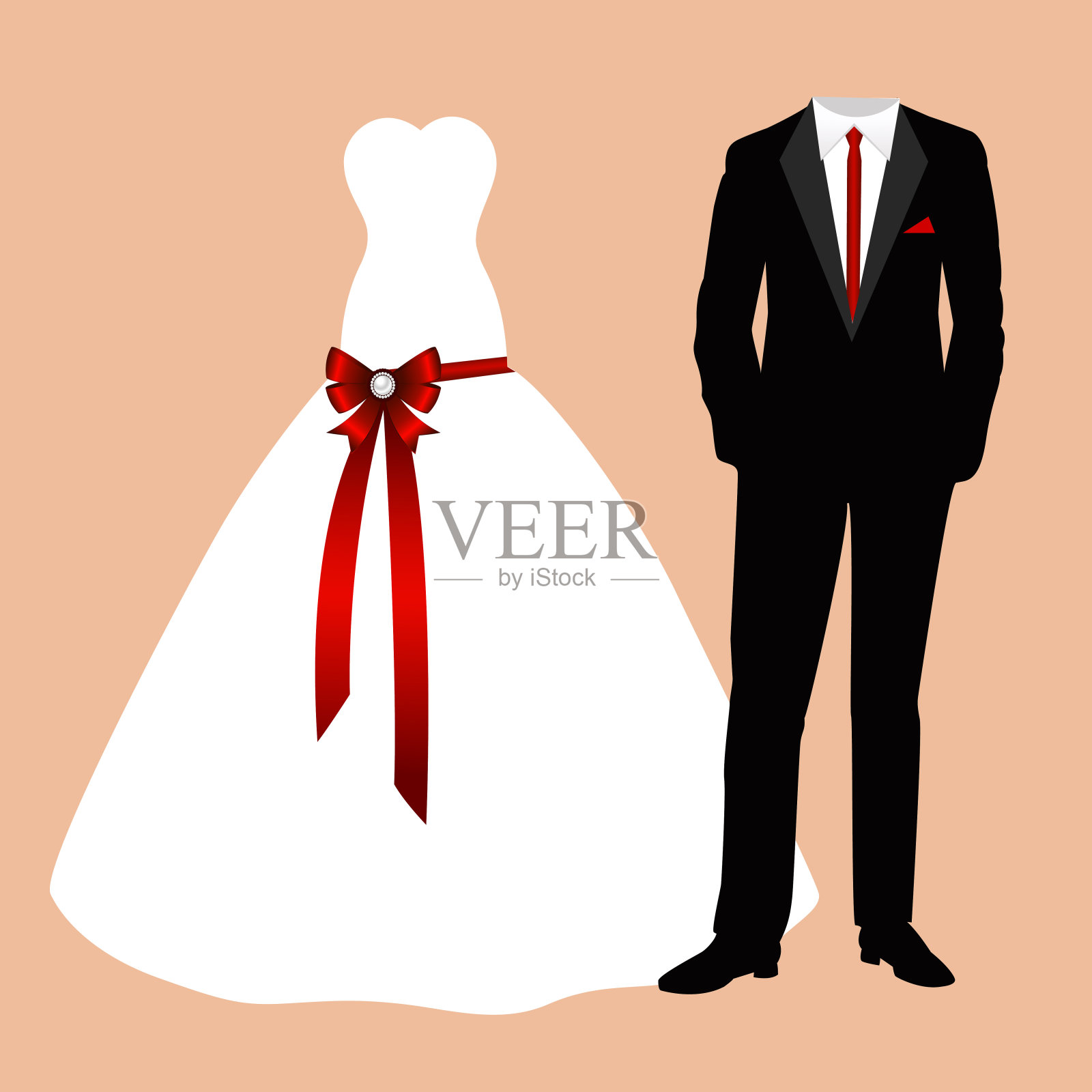 新娘和新郎的衣服。插画图片素材