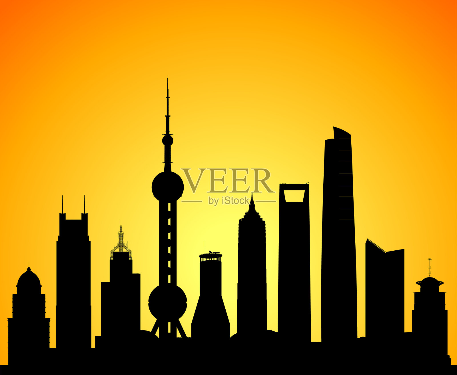 上海(建筑齐全，可移动)插画图片素材