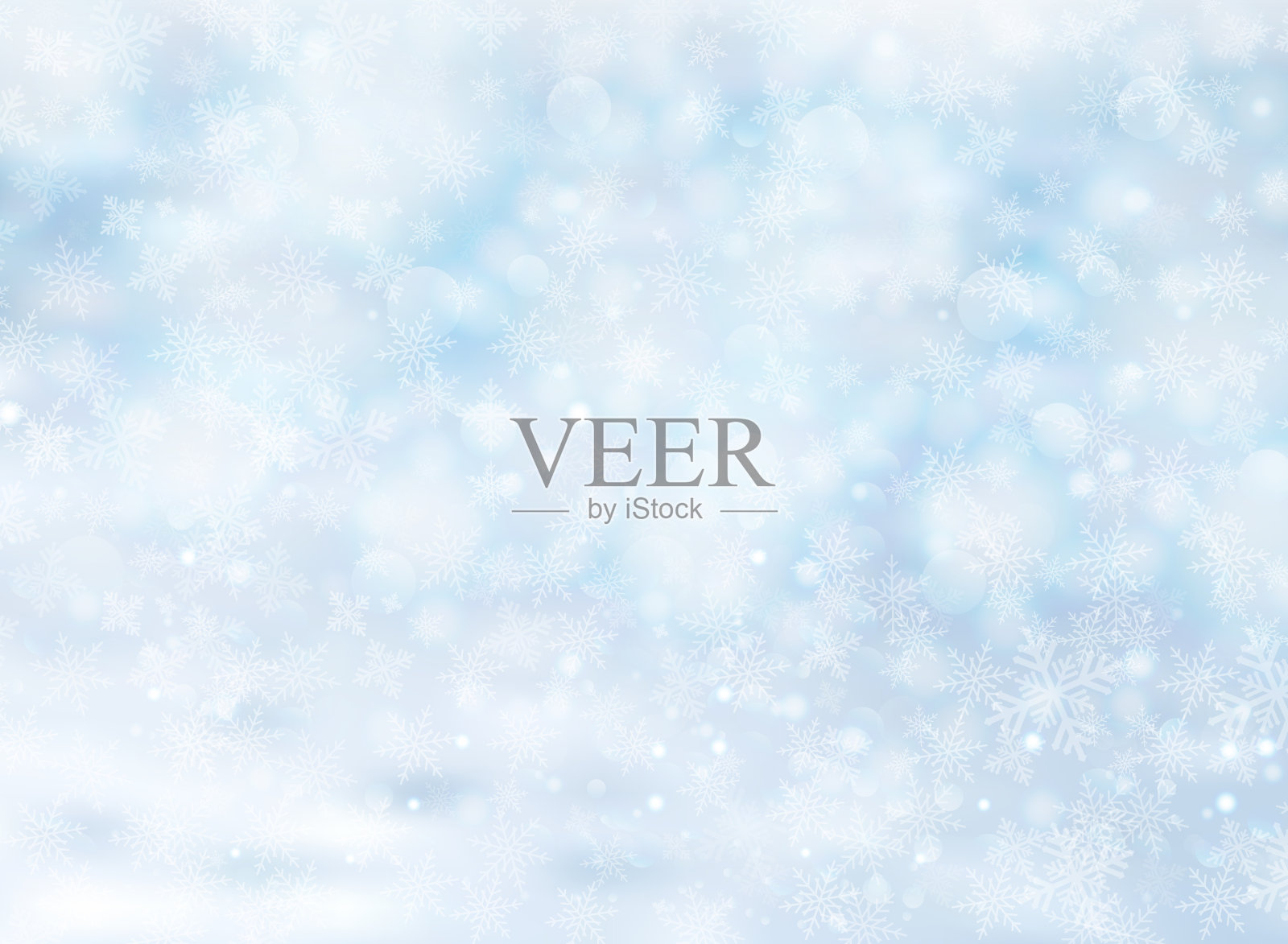 蓝色背景上的圣诞冬天。洁白的雪花在雪花上闪耀着银光。背景图片素材