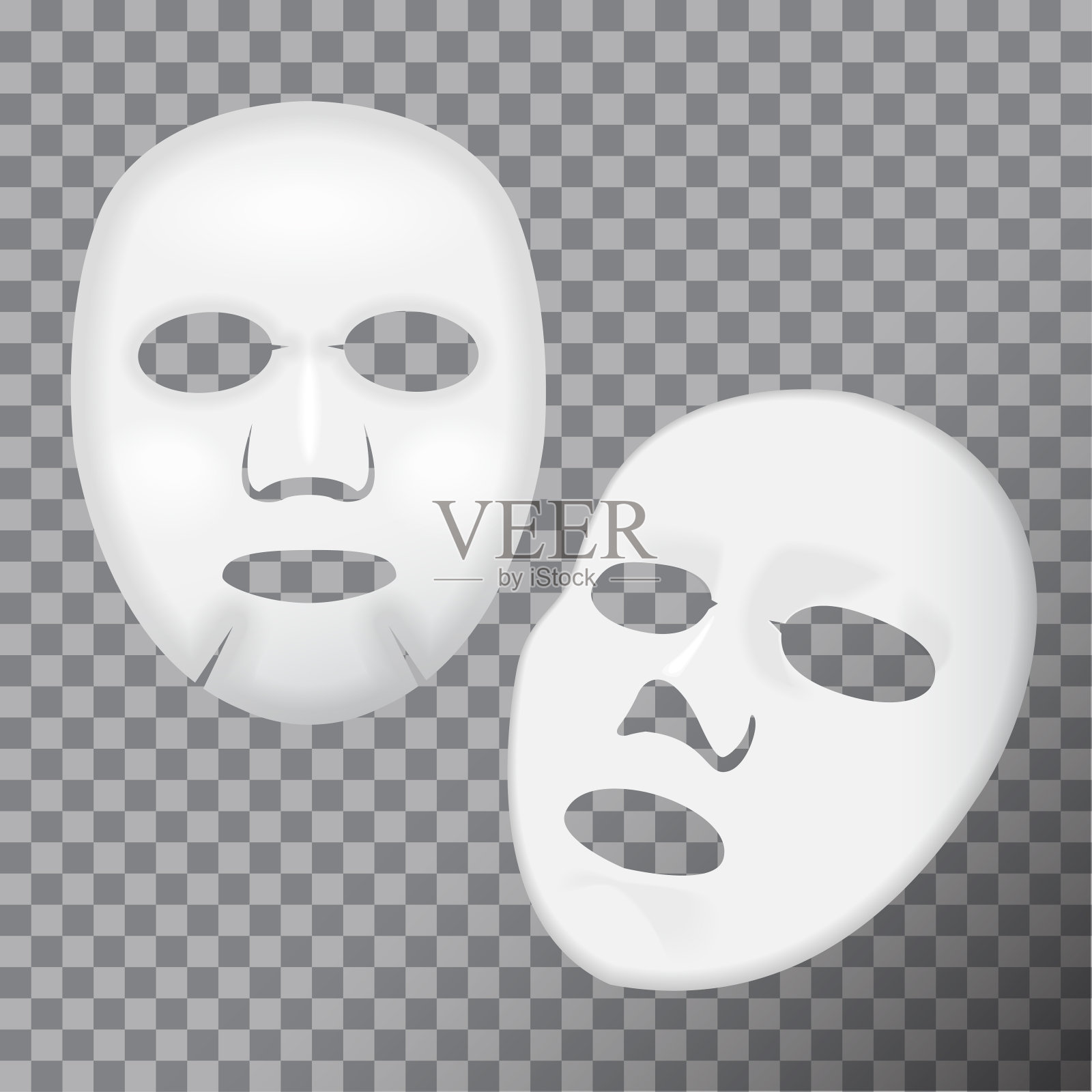 矢量现实的白色面部化妆片面膜透明的背景设计元素图片