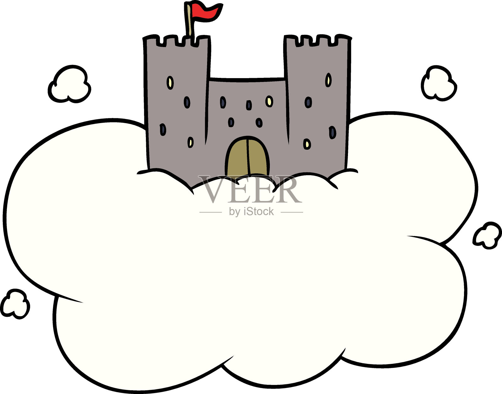 卡通天空城堡插画图片素材