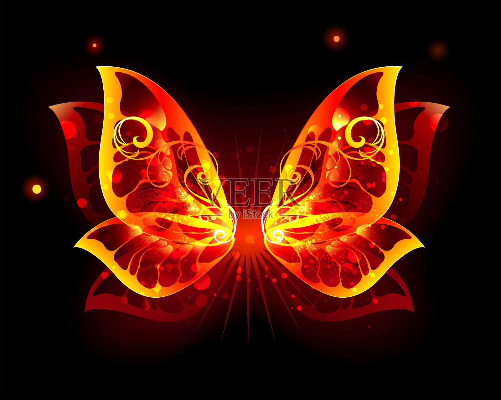 蝴蝶的火翼插画图片素材