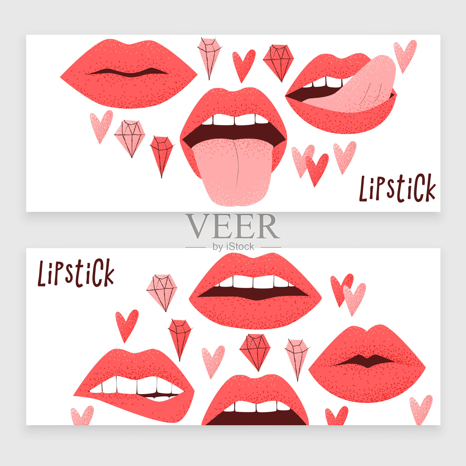 红色唇膏的嘴唇插画图片素材