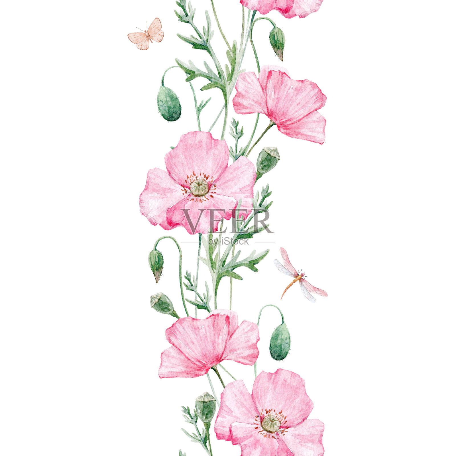 水彩花卉图案插画图片素材