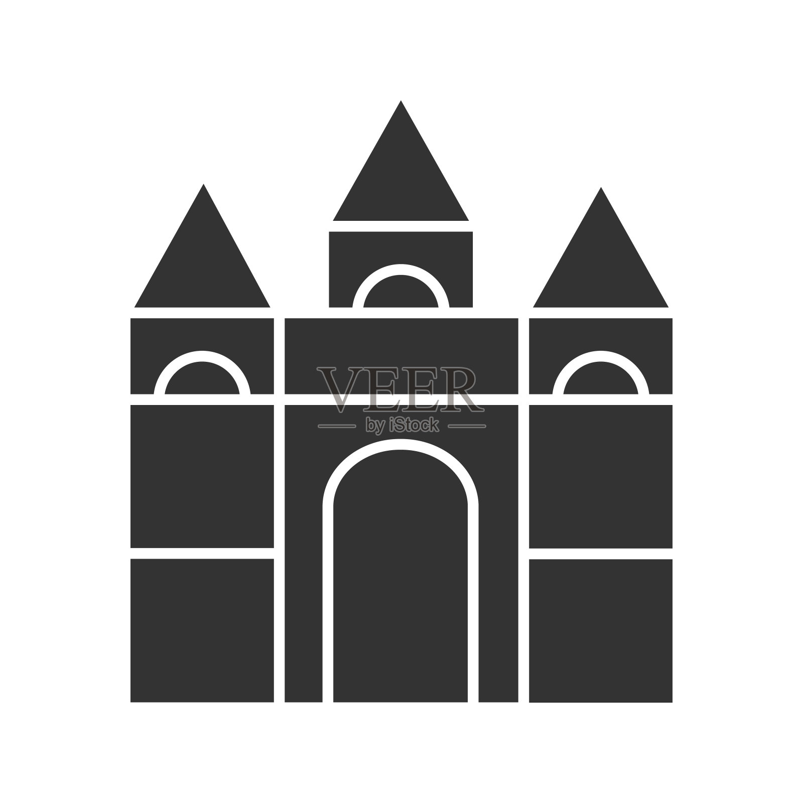 城堡建筑方块字形图标插画图片素材