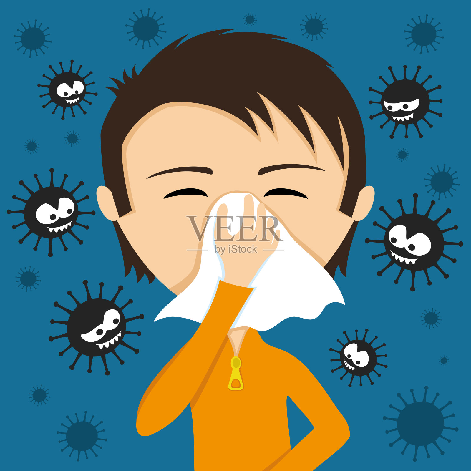 流鼻涕和病毒插画图片素材