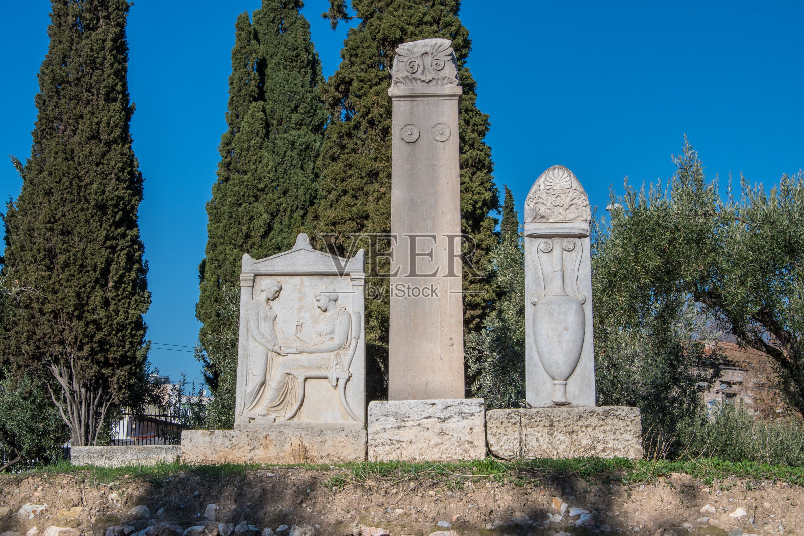 Kerameikos的坟墓，希腊古代雅典的墓地照片摄影图片