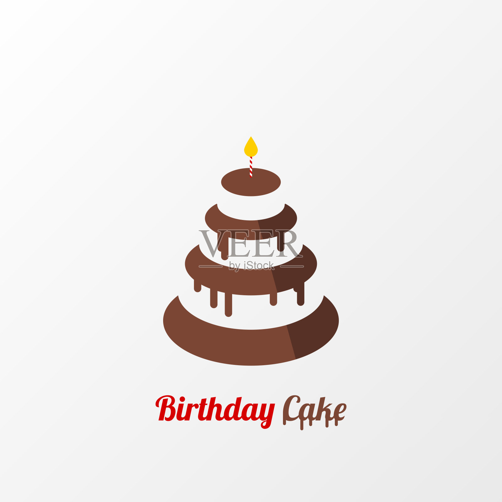 大生日蛋糕和燃烧的蜡烛。向量插画图片素材