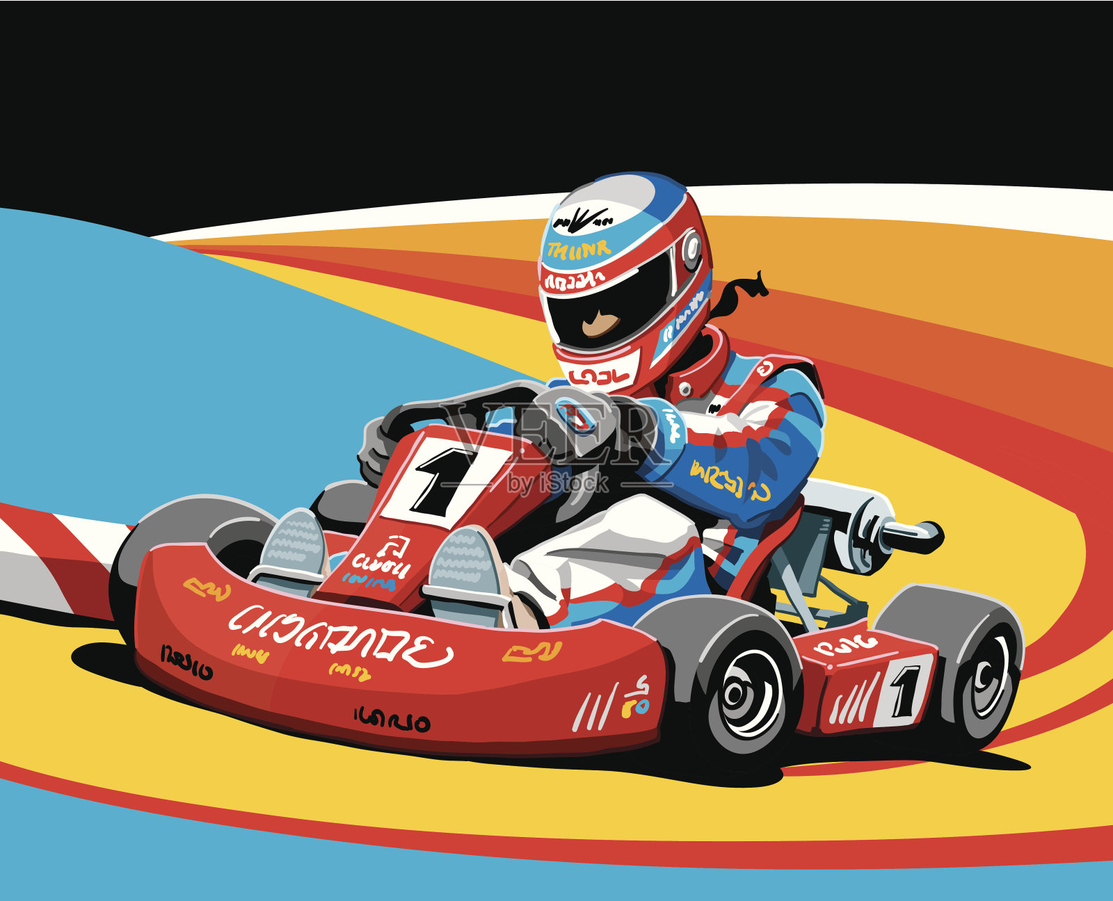 小型赛车比赛插画图片素材