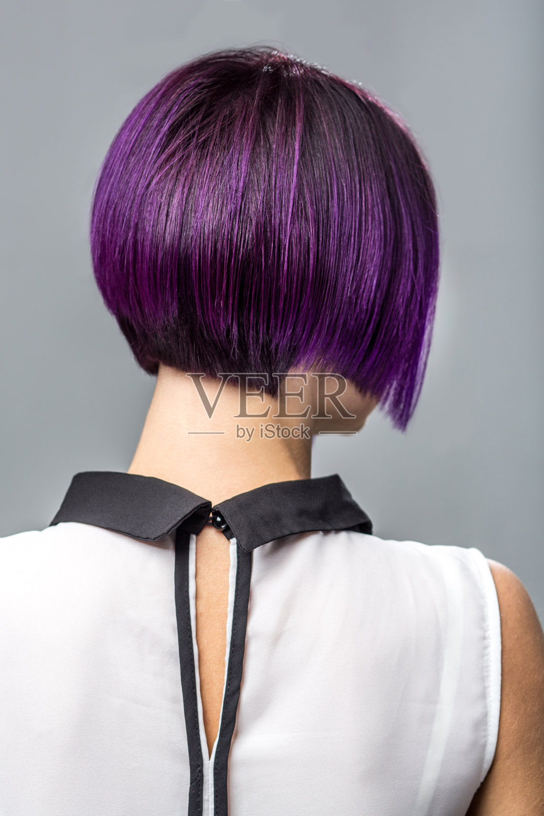 紫色的短发型照片摄影图片