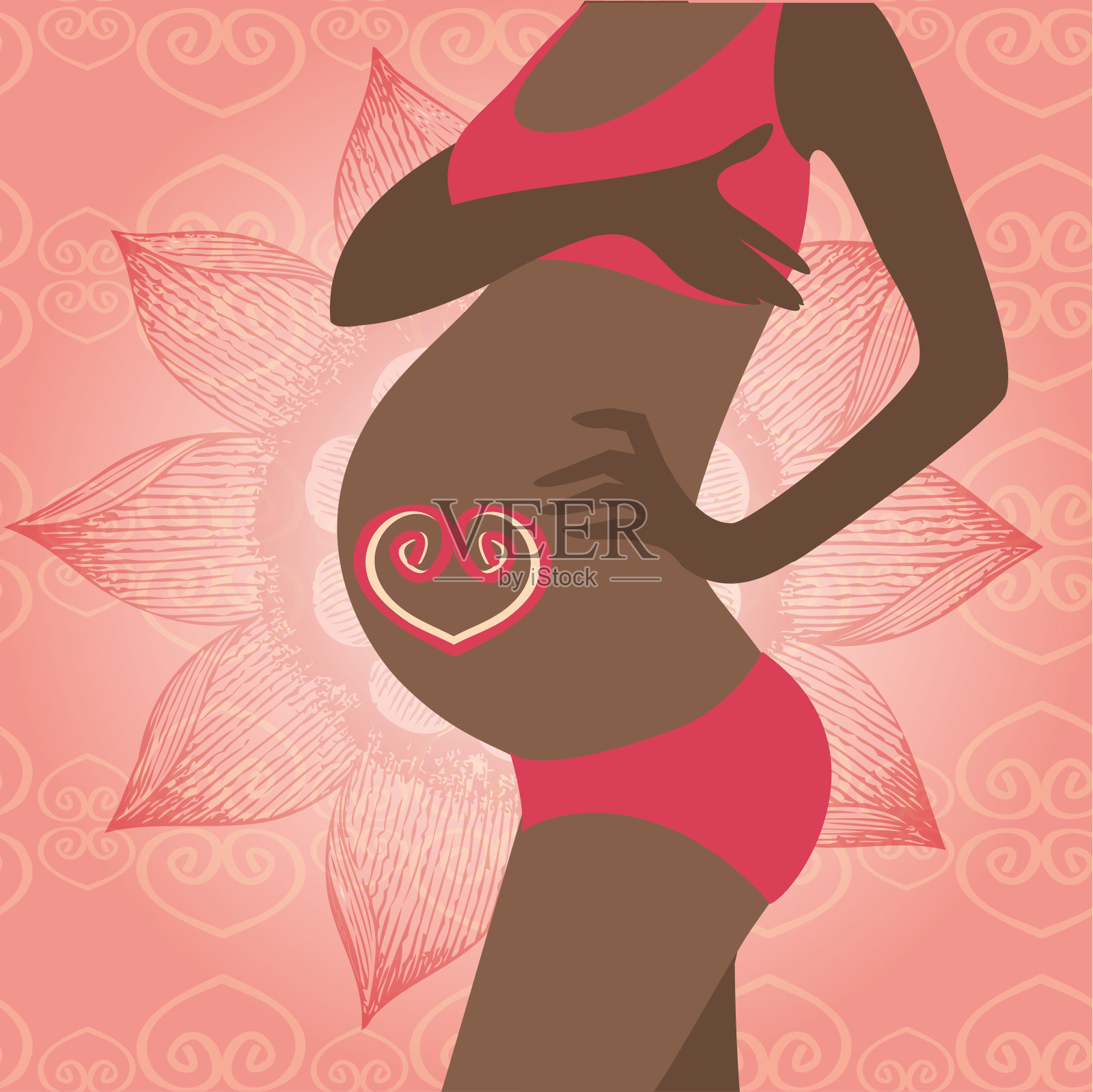 怀孕的女人。插画图片素材