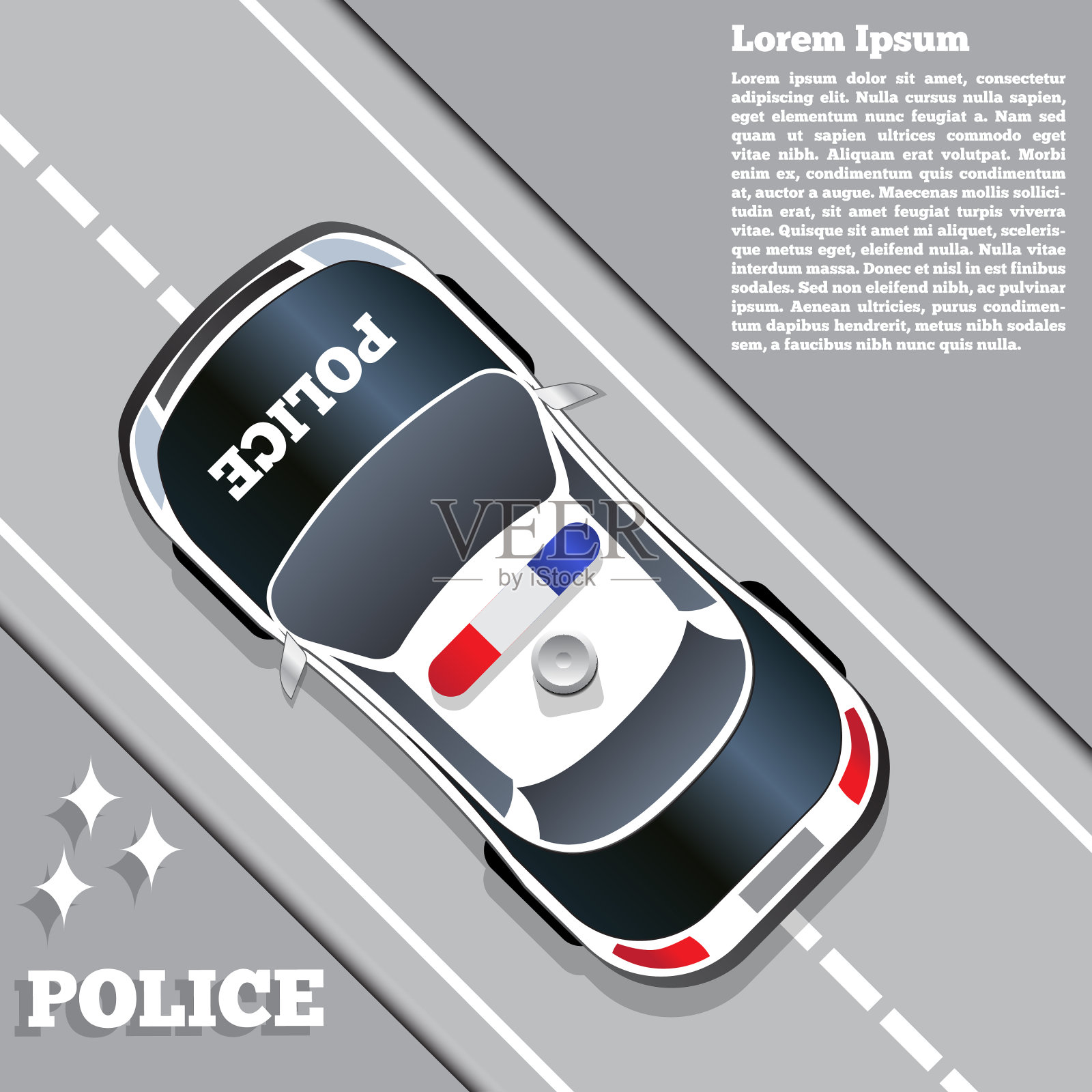一辆警车在路上。插画图片素材