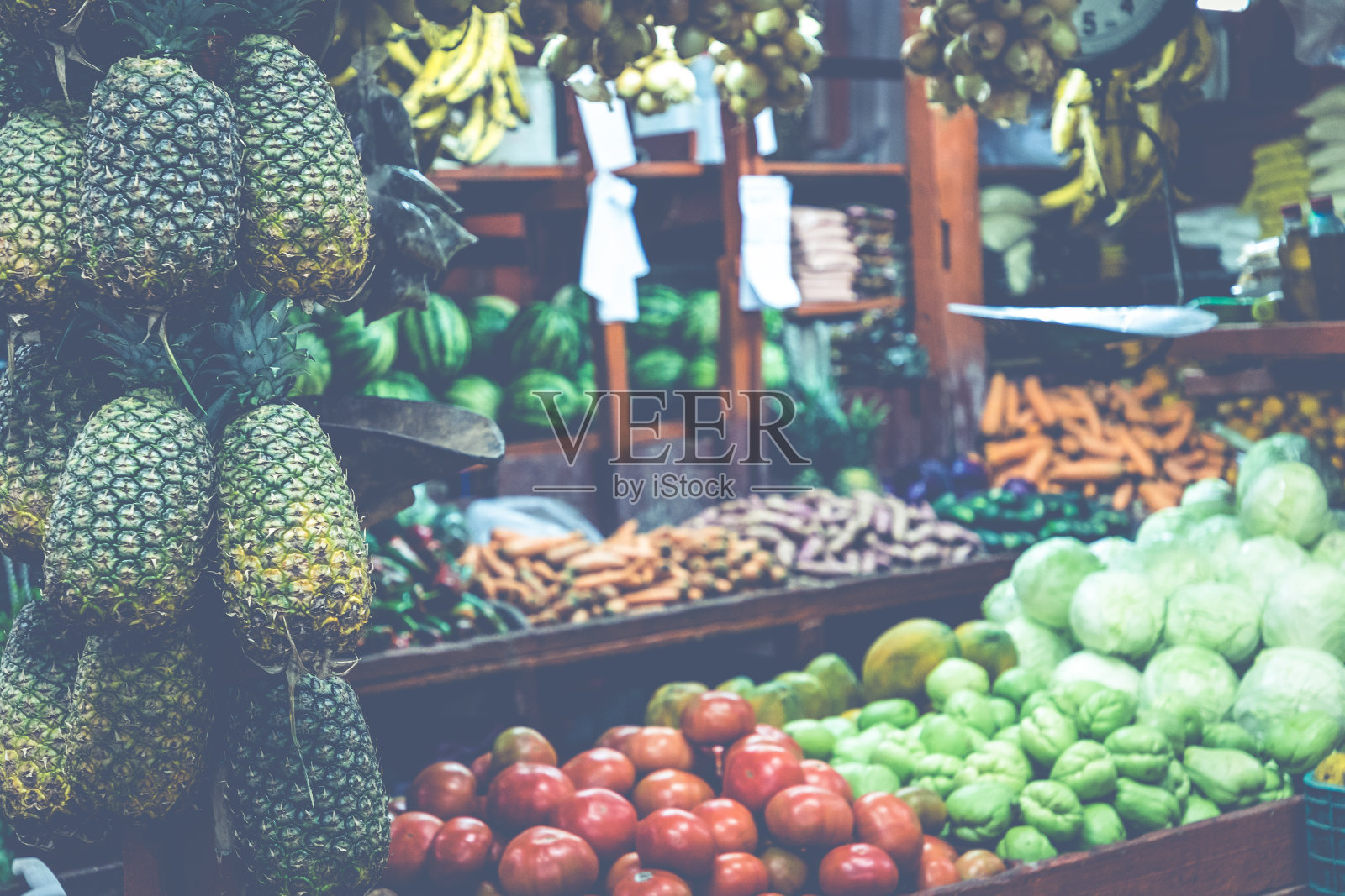 水果和蔬菜。农贸市场。哥斯达黎加的圣何塞，热带天堂。照片摄影图片