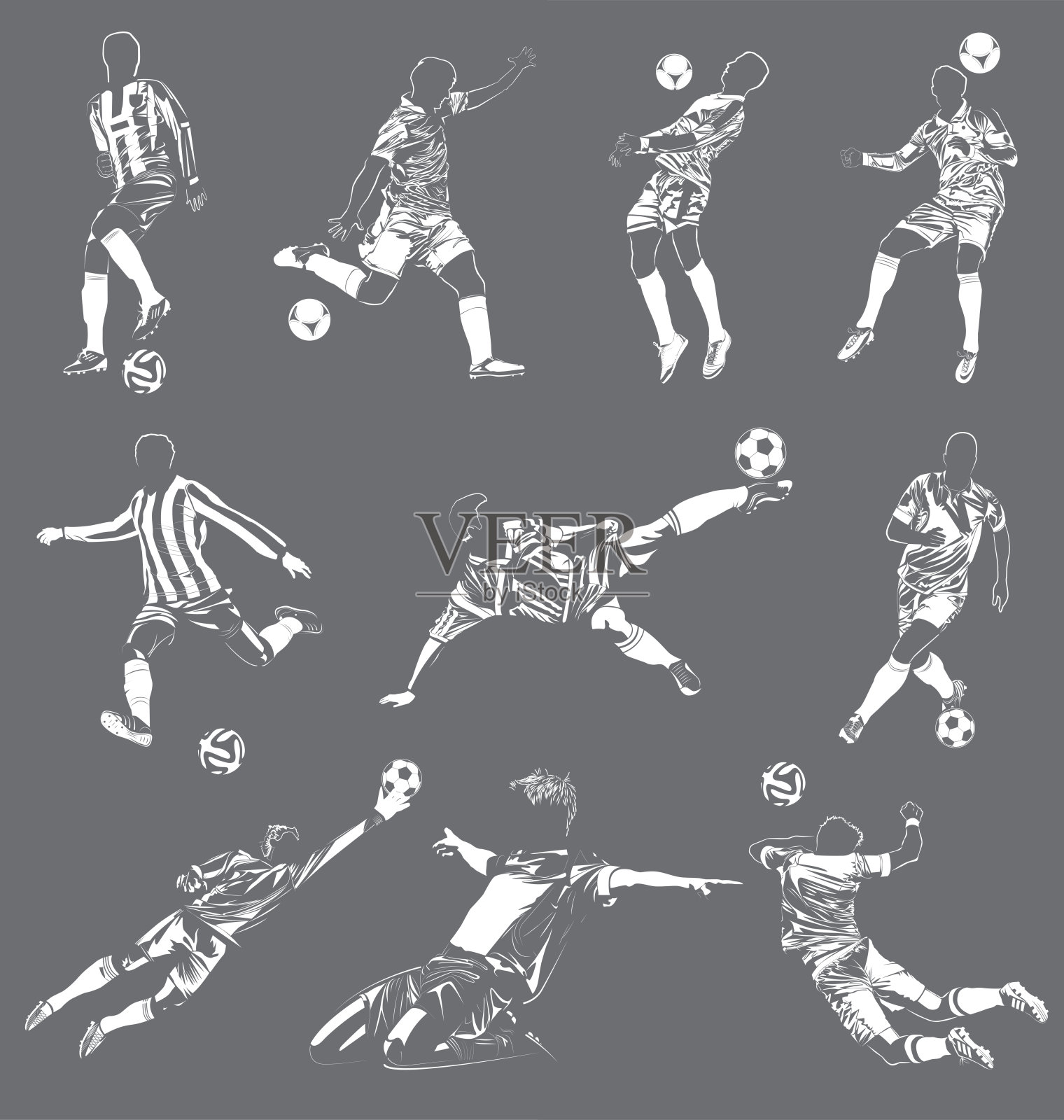足球运动员向量集插画图片素材