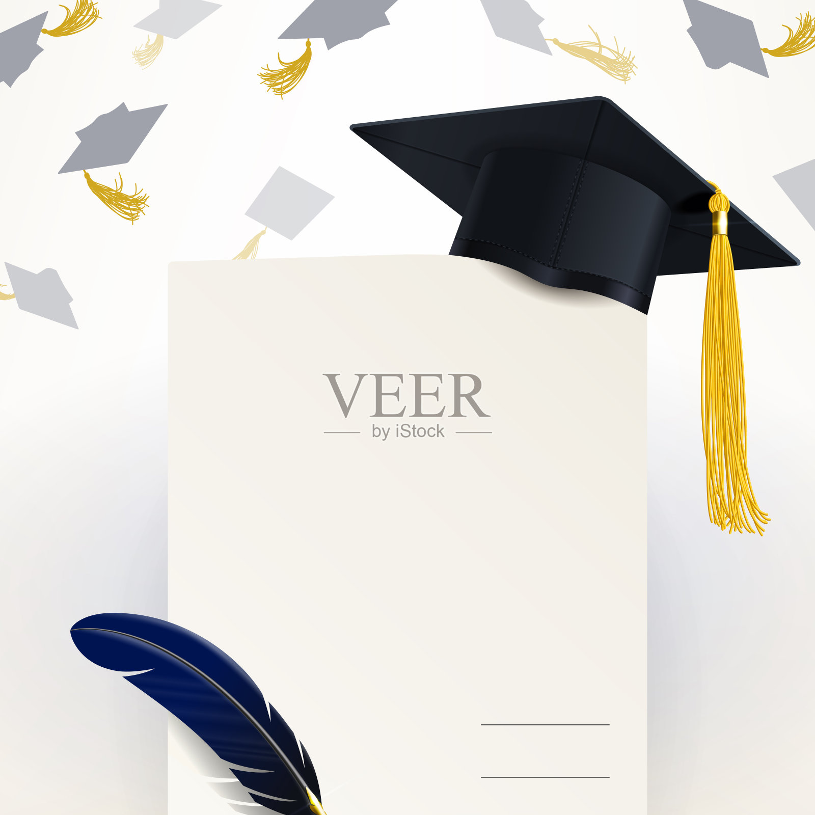 毕业证书及学士学位证书插画图片素材