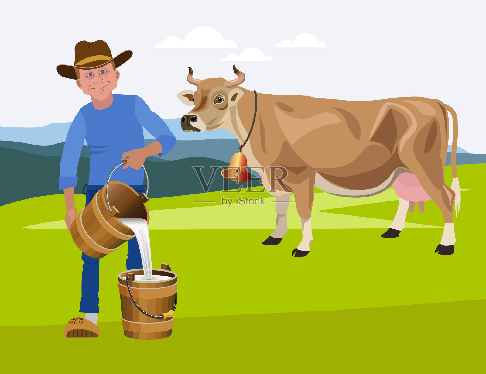 奶牛场的产品插画图片素材