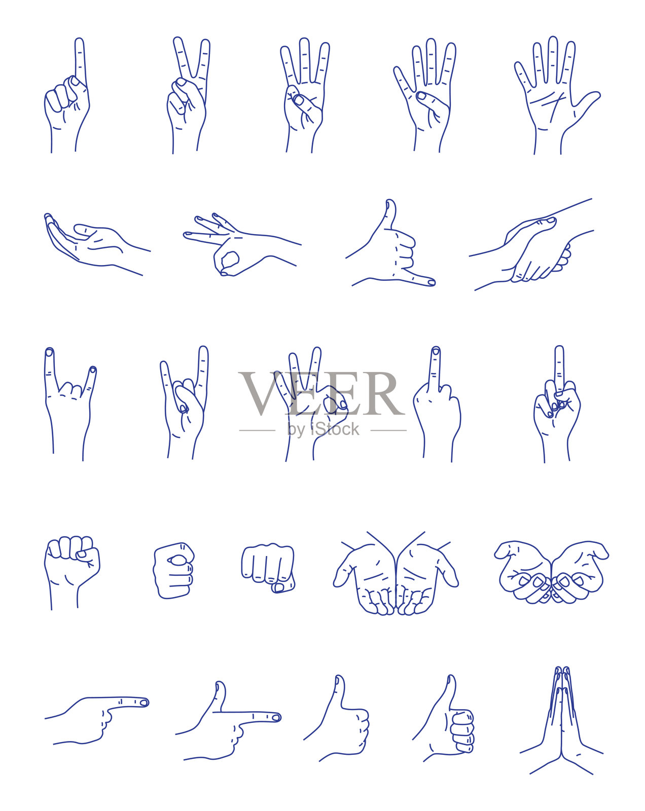 手势轮廓向量集插画图片素材