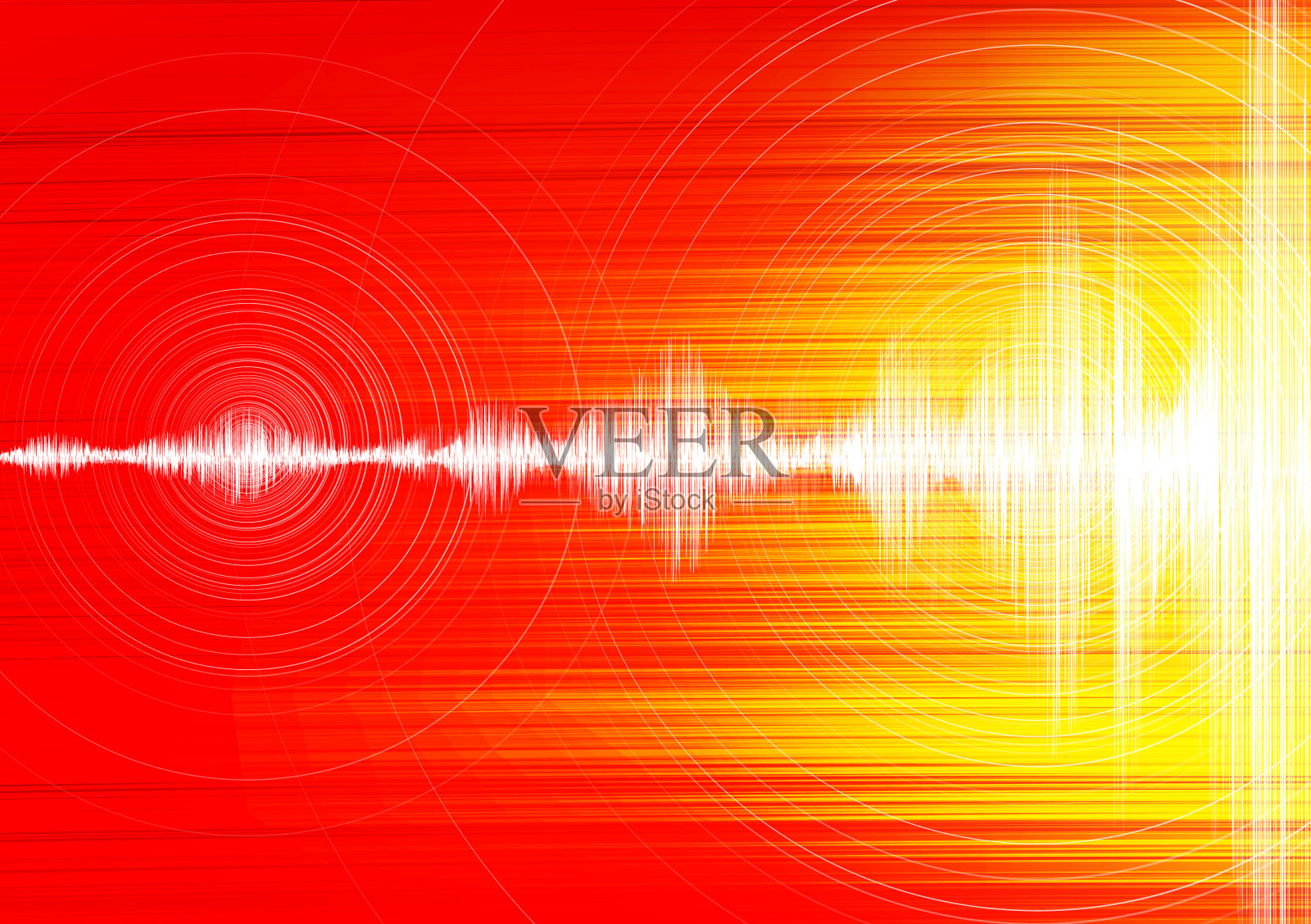 超级地震波与圆形振动的速度背景，音频波形图的概念，设计教育和科学，矢量插图。插画图片素材