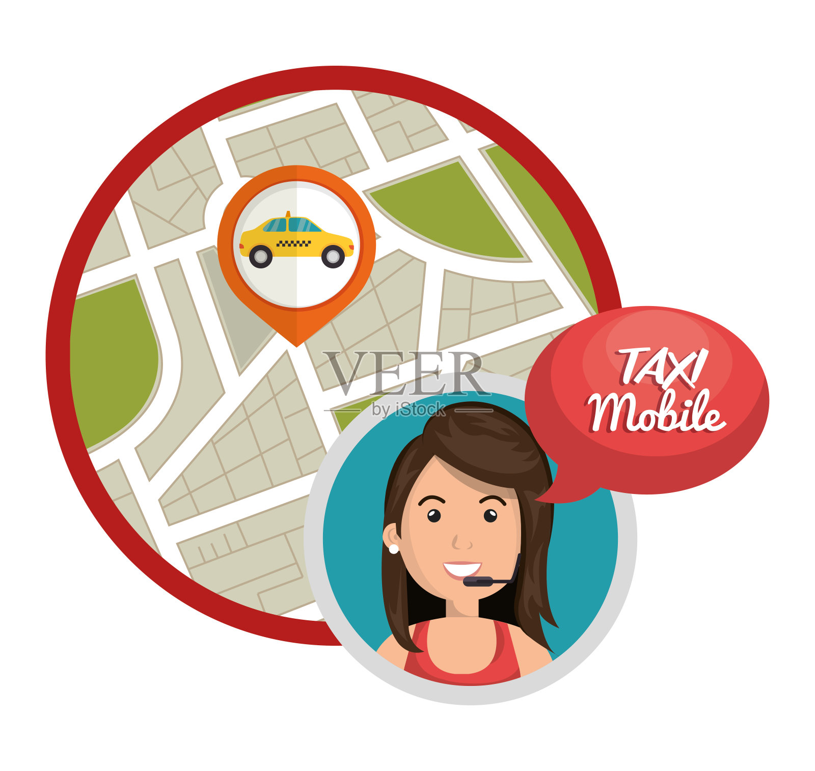 出租车移动呼叫中心GPS插画图片素材